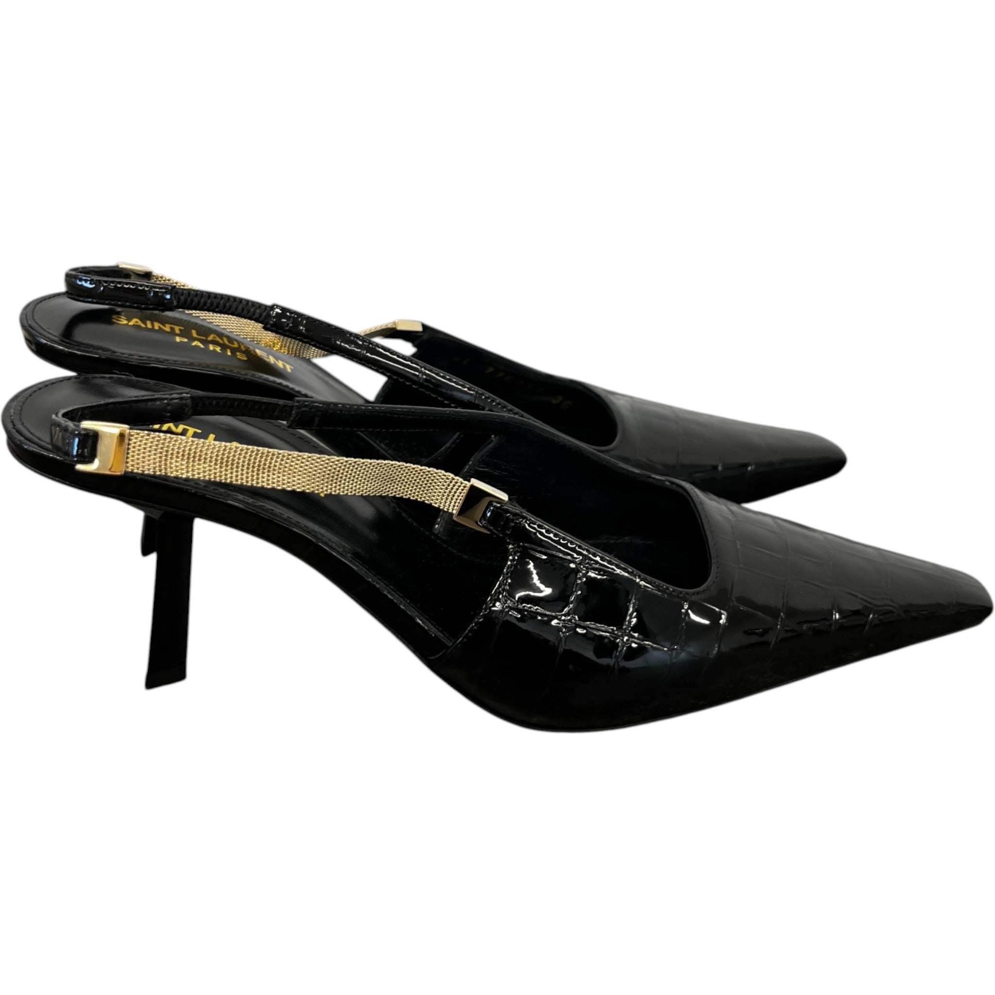 Women's Blake Croc 75 Pump Slingback Heels Black Size EU 36 / UK 3