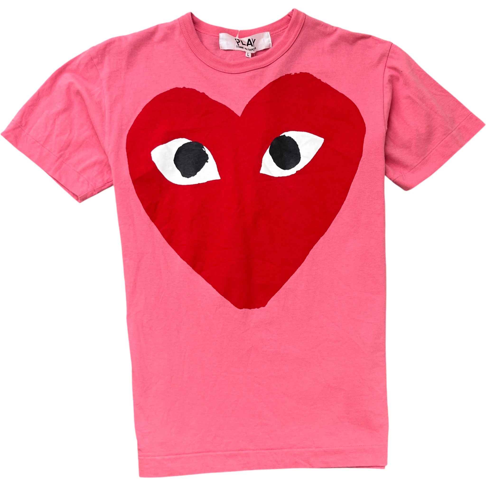 Men's Heart Logo T-Shirt Pink Size L
