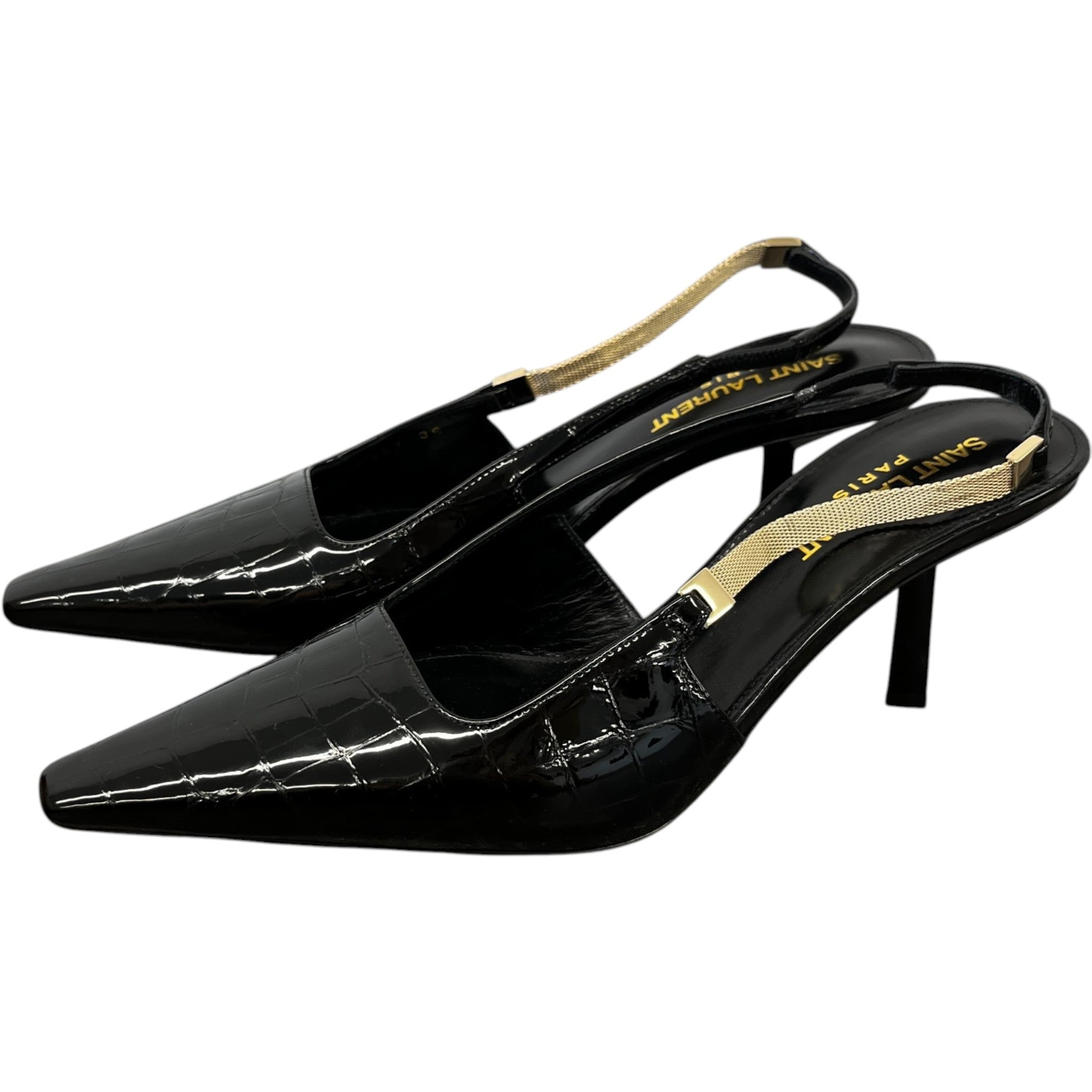 Women's Blake Croc 75 Pump Slingback Heels Black Size EU 36 / UK 3