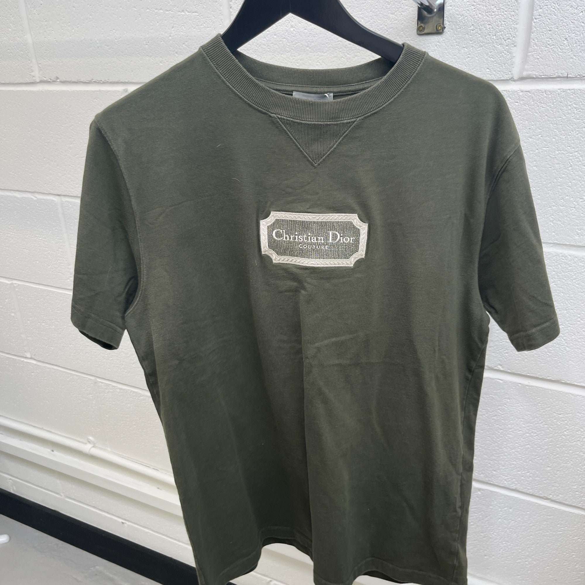 Men's Embroidered Logo T-Shirt Khaki Size L