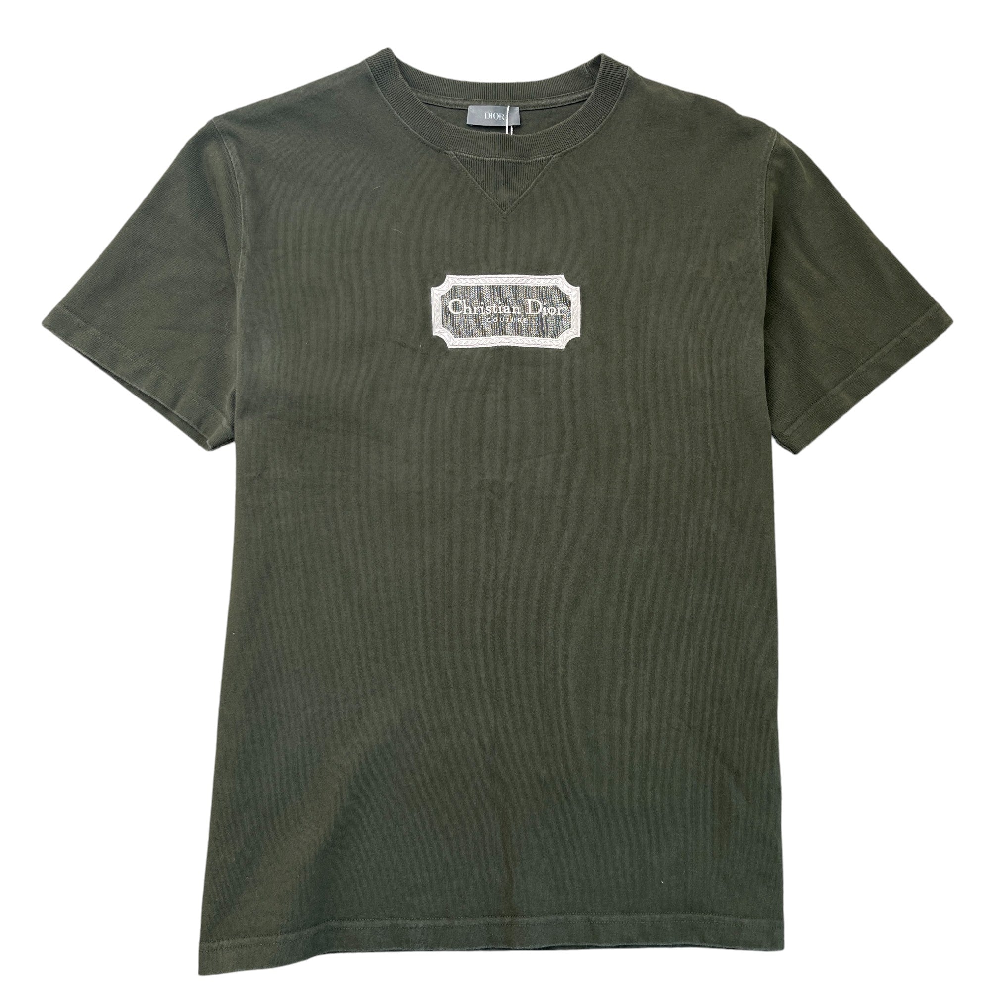 Men's Embroidered Logo T-Shirt Khaki Size L