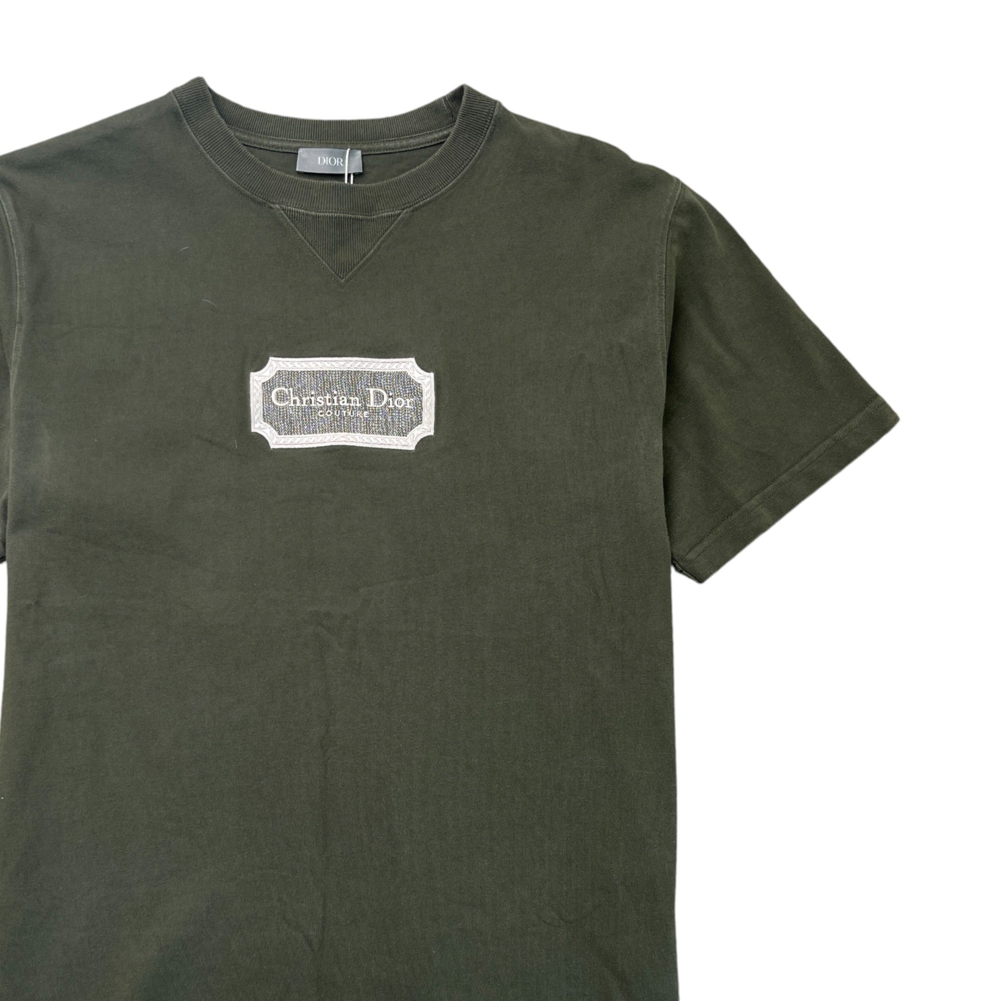 Men's Embroidered Logo T-Shirt Khaki Size L