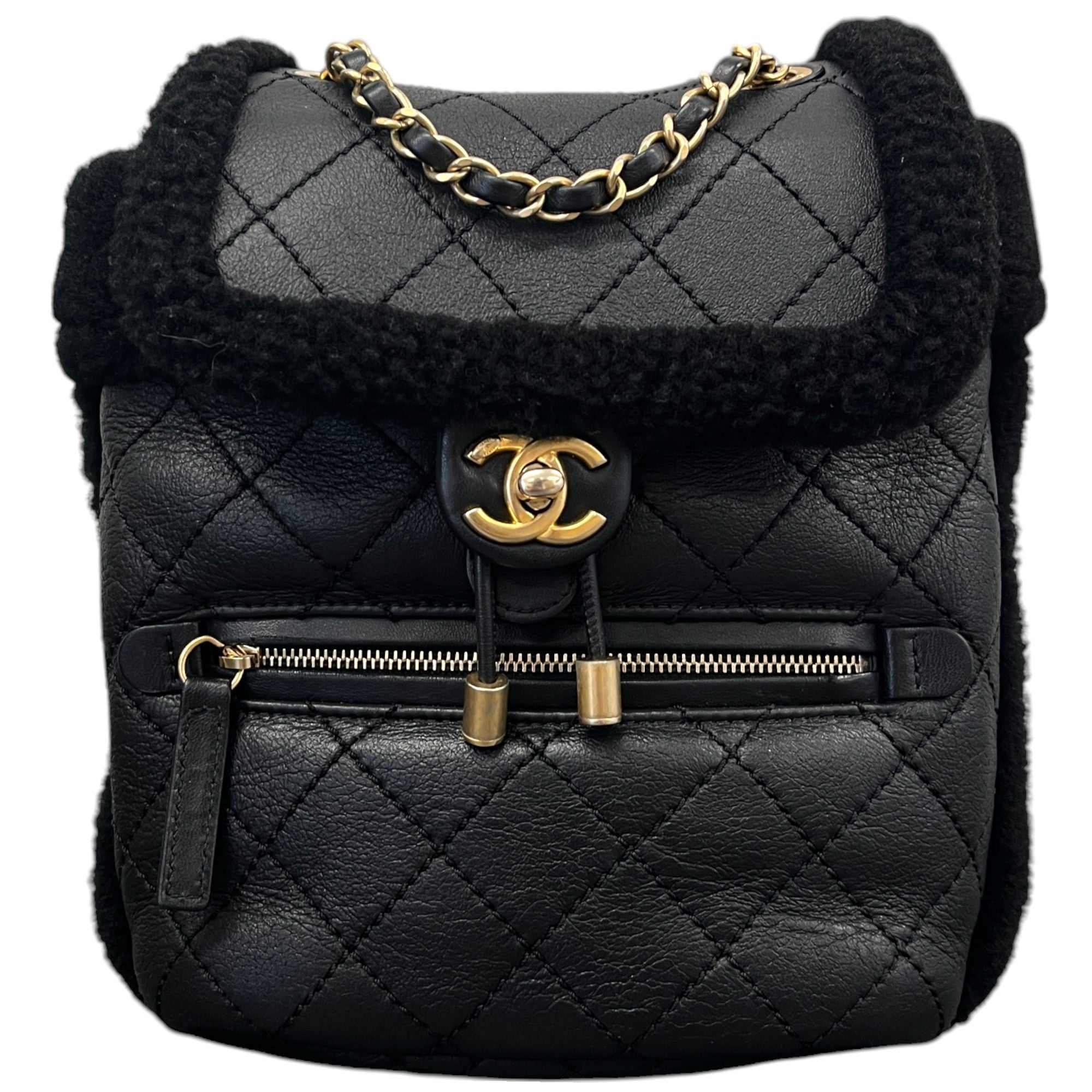 Women's Paris-Hamburg Shearling Backpack Black