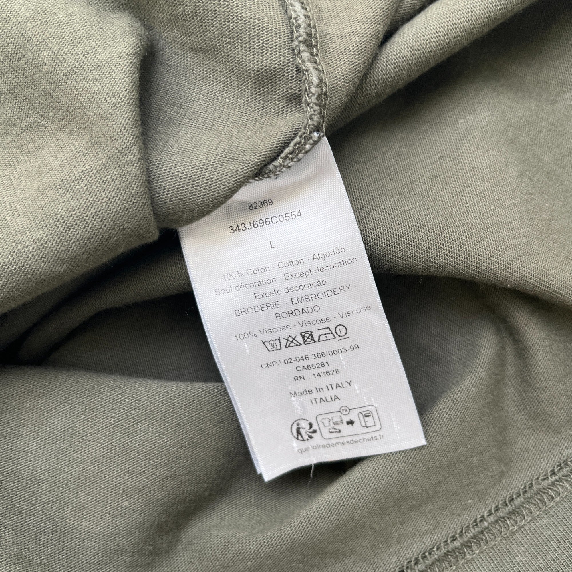 Men's Embroidered Logo T-Shirt Khaki Size L