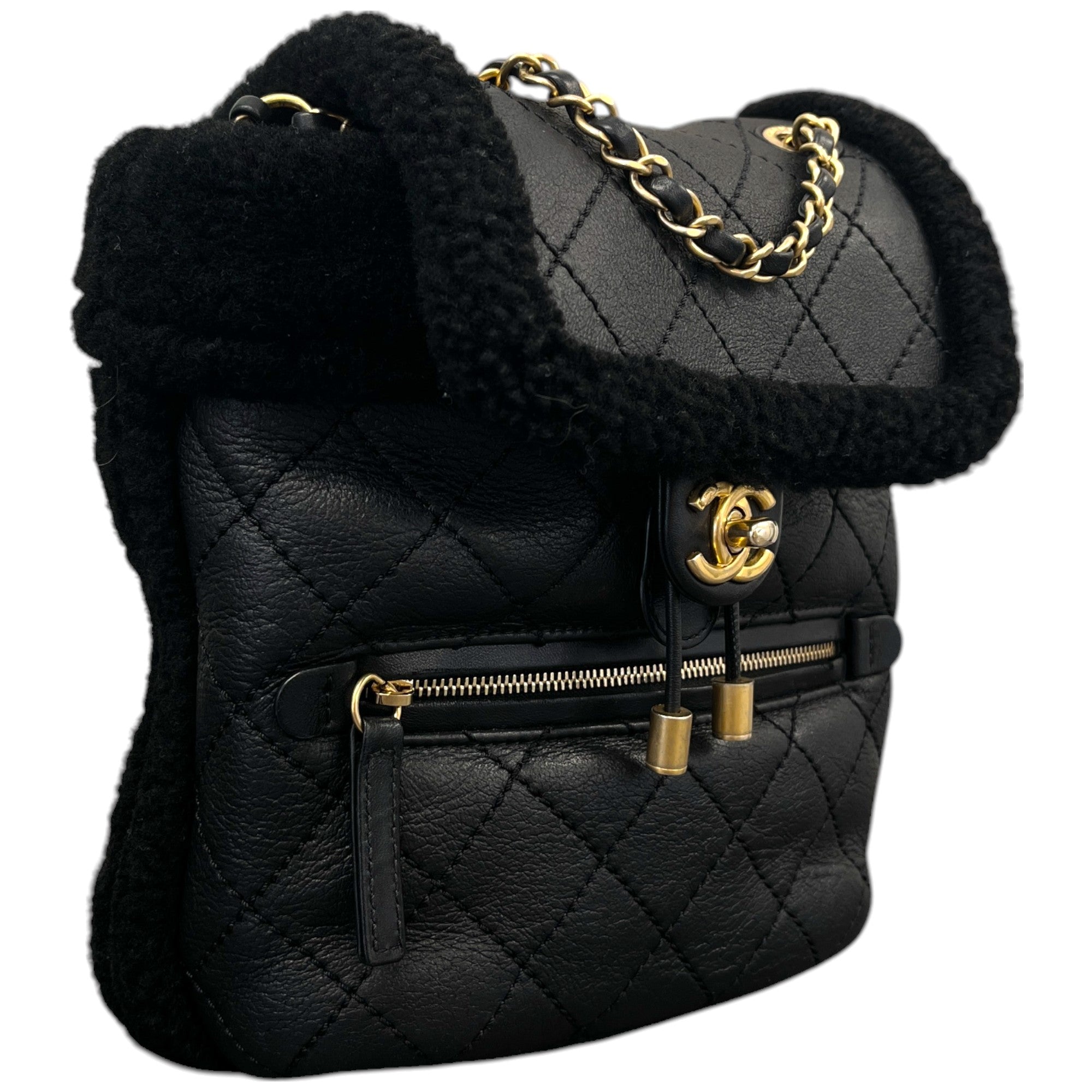 Women's Paris-Hamburg Shearling Backpack Black