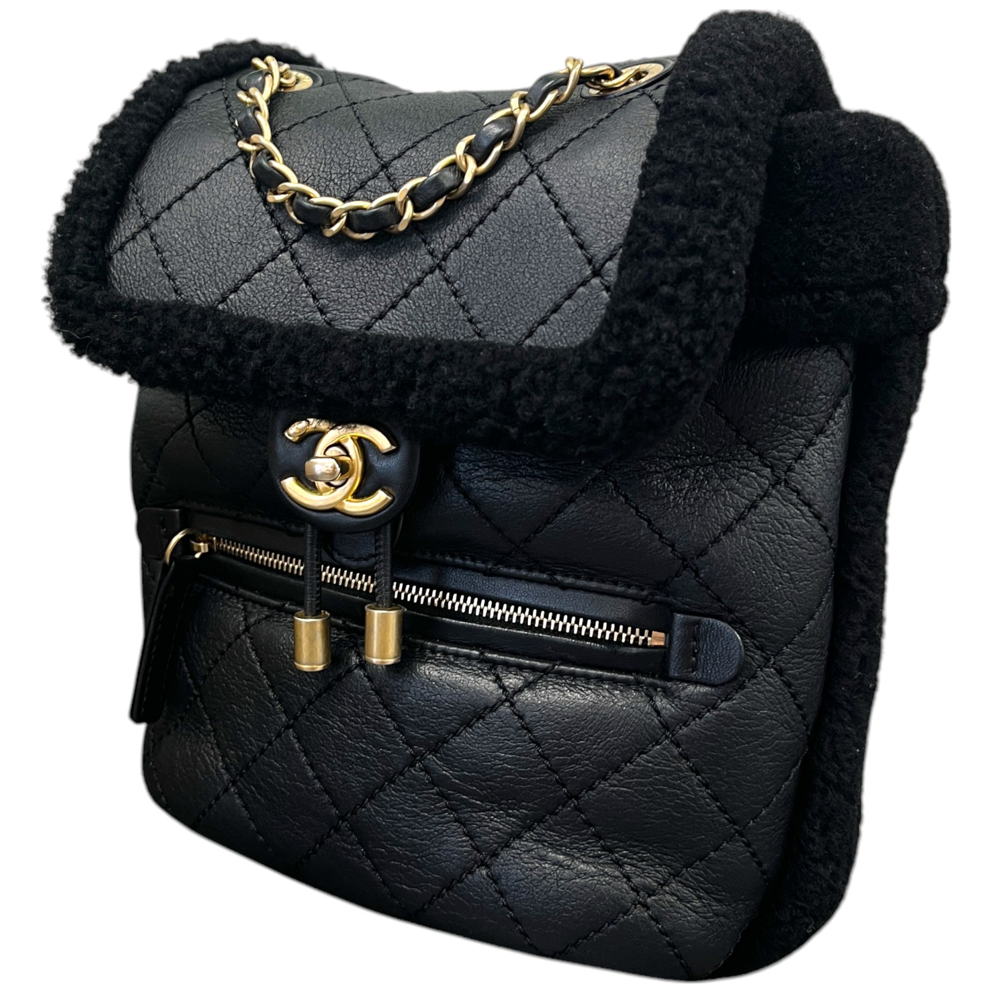 Women's Paris-Hamburg Shearling Backpack Black