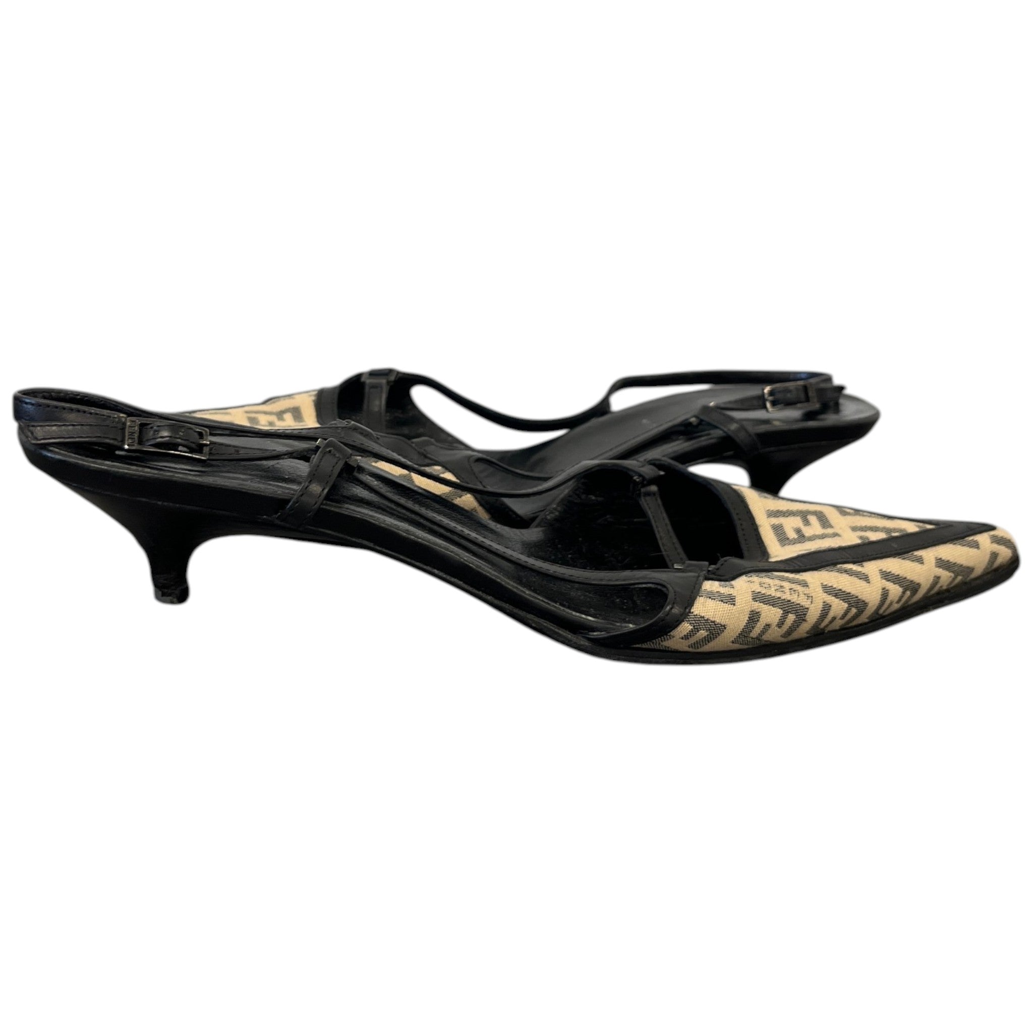 Women's Pointed Toe Ff Monogram Heels Black Size EU 37.5 / UK 4.5