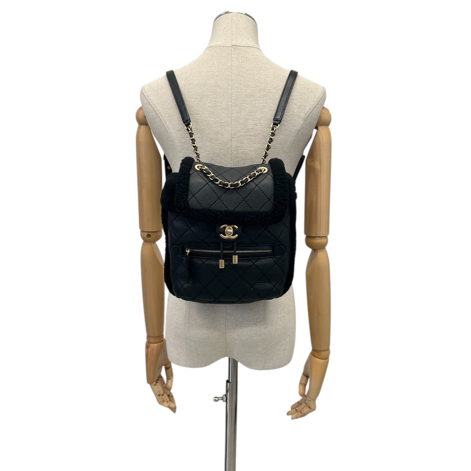 Women's Paris-Hamburg Shearling Backpack Black