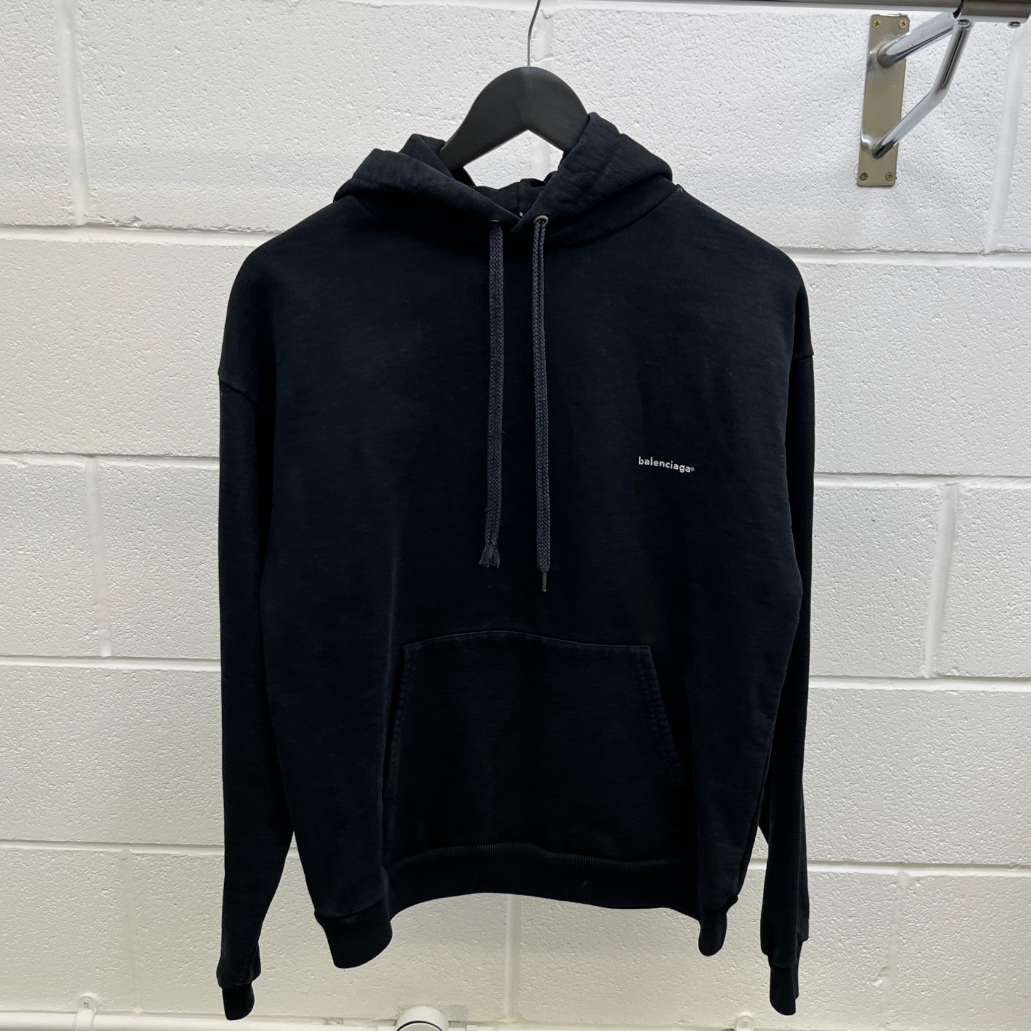 Men's Logo Print Hoodie Black Size M