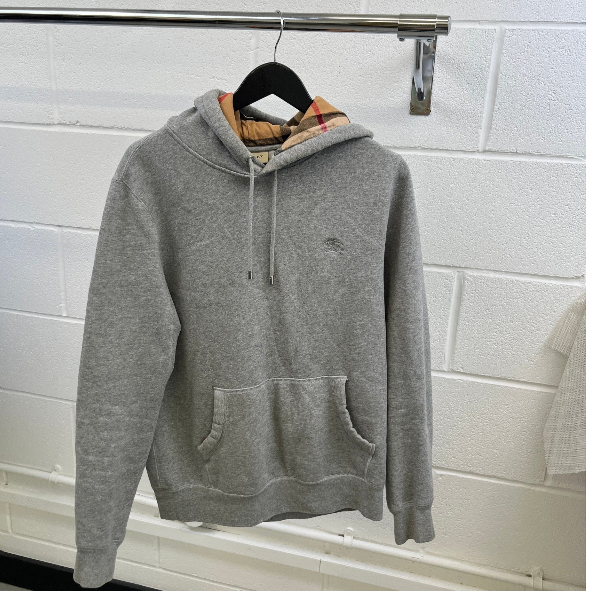 Men's Embroidered Logo Hoodie Grey Size L