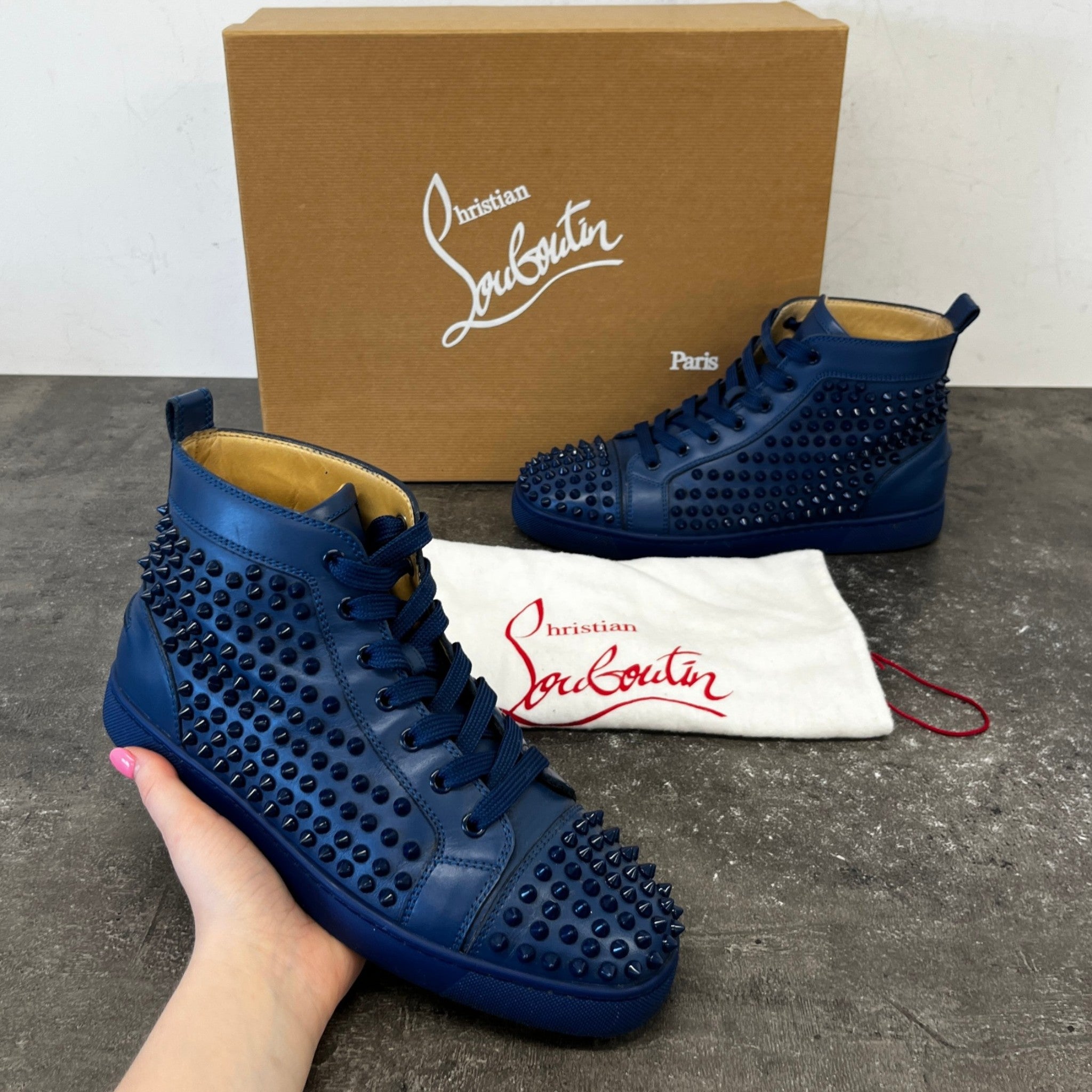 Men's Louis Spikes Flat High Trainers Blue Size EU 40 / UK 6