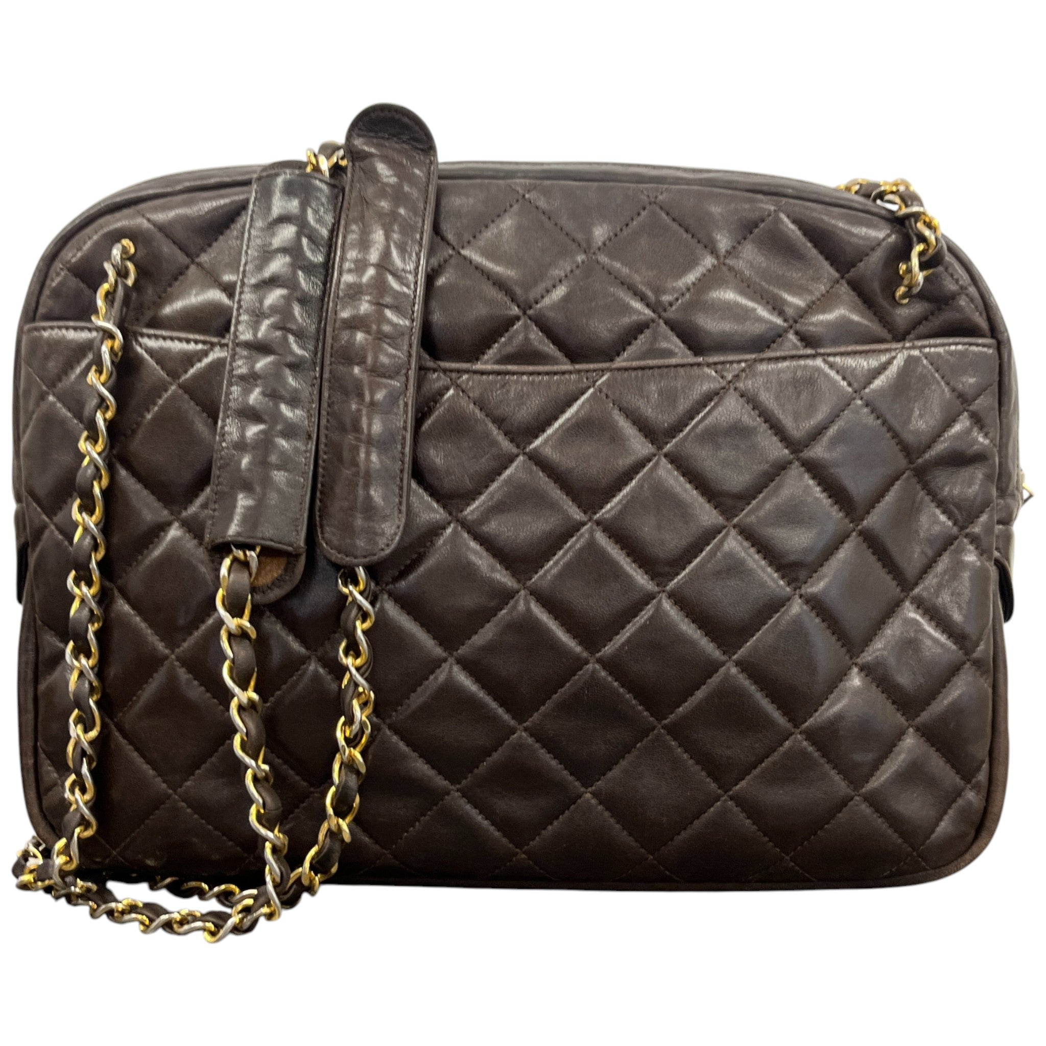 Women's Vintage Quilted Camera Bag Brown