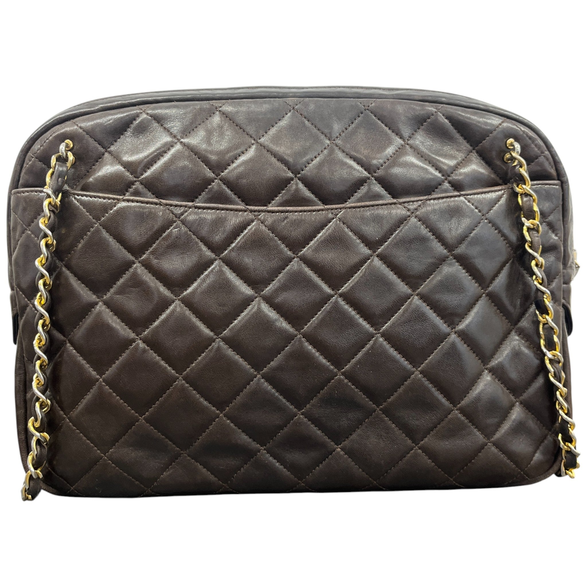 Women's Vintage Quilted Camera Bag Brown