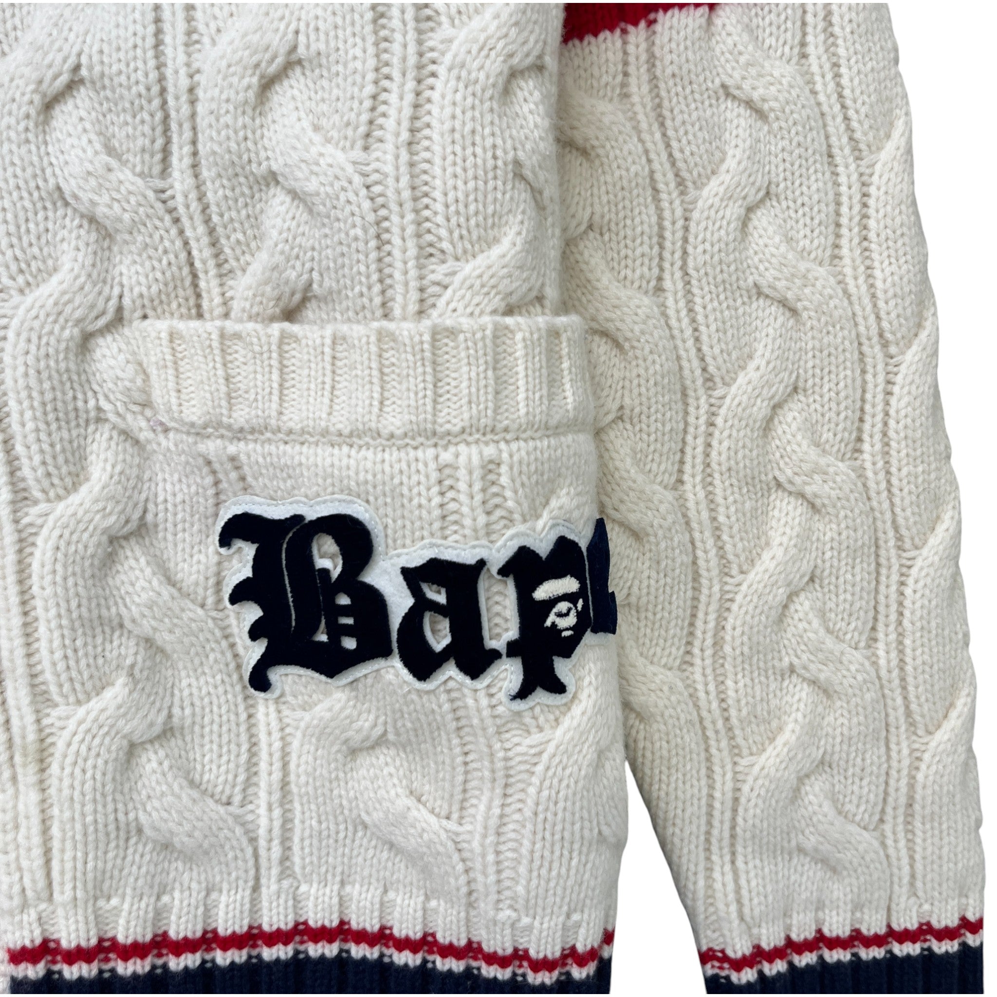 Men's Ape College Badges Knit Cardigan Cream Size M