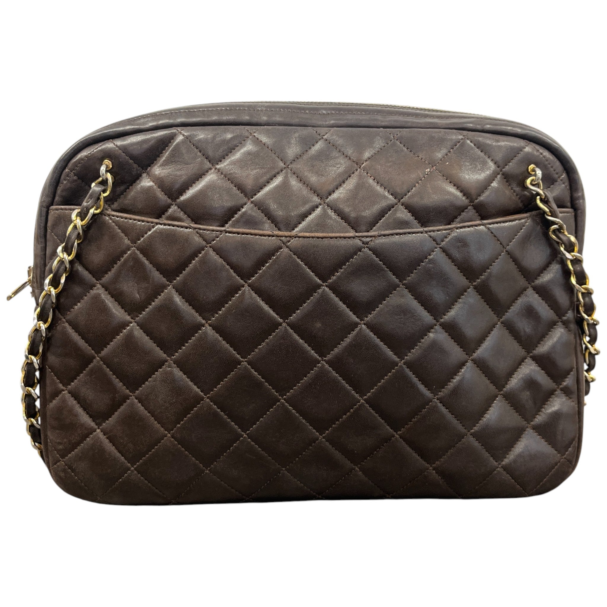 Women's Vintage Quilted Camera Bag Brown