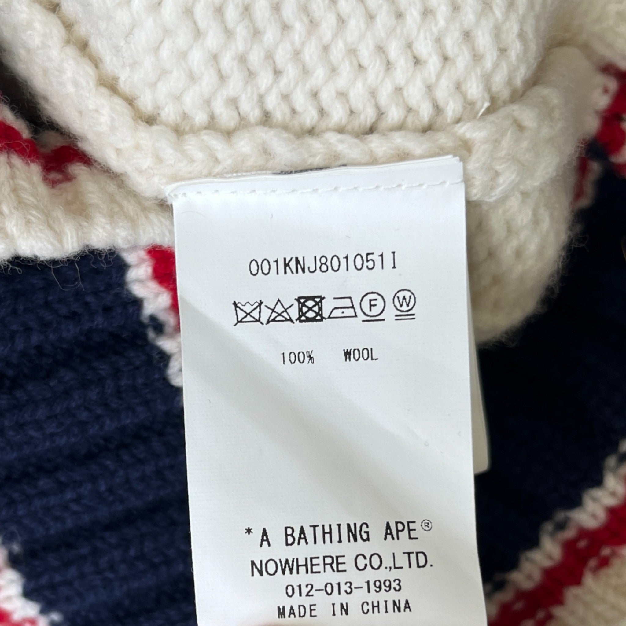 Men's Ape College Badges Knit Cardigan Cream Size M