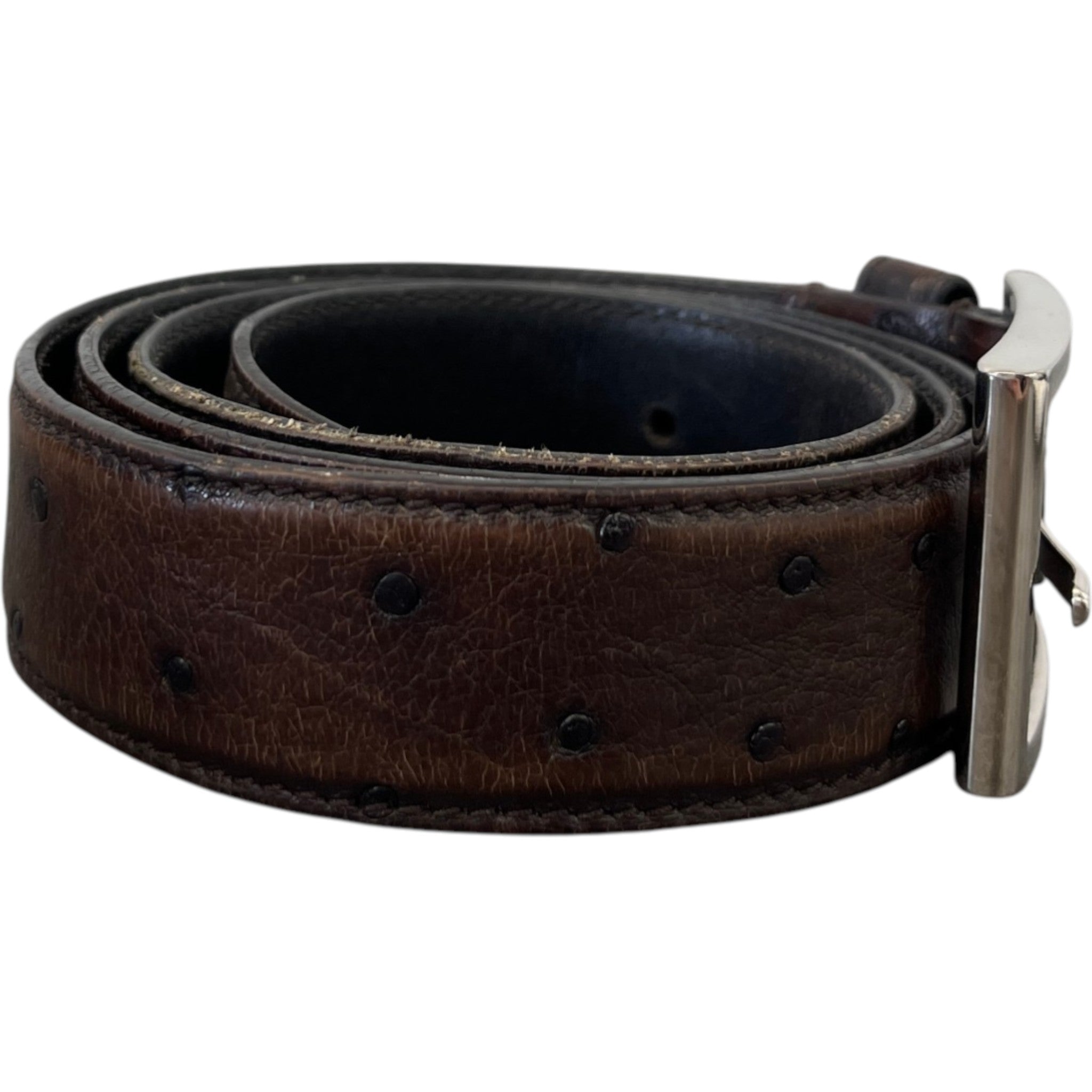 Men's Ostrich Belt Brown Size Waist 34"