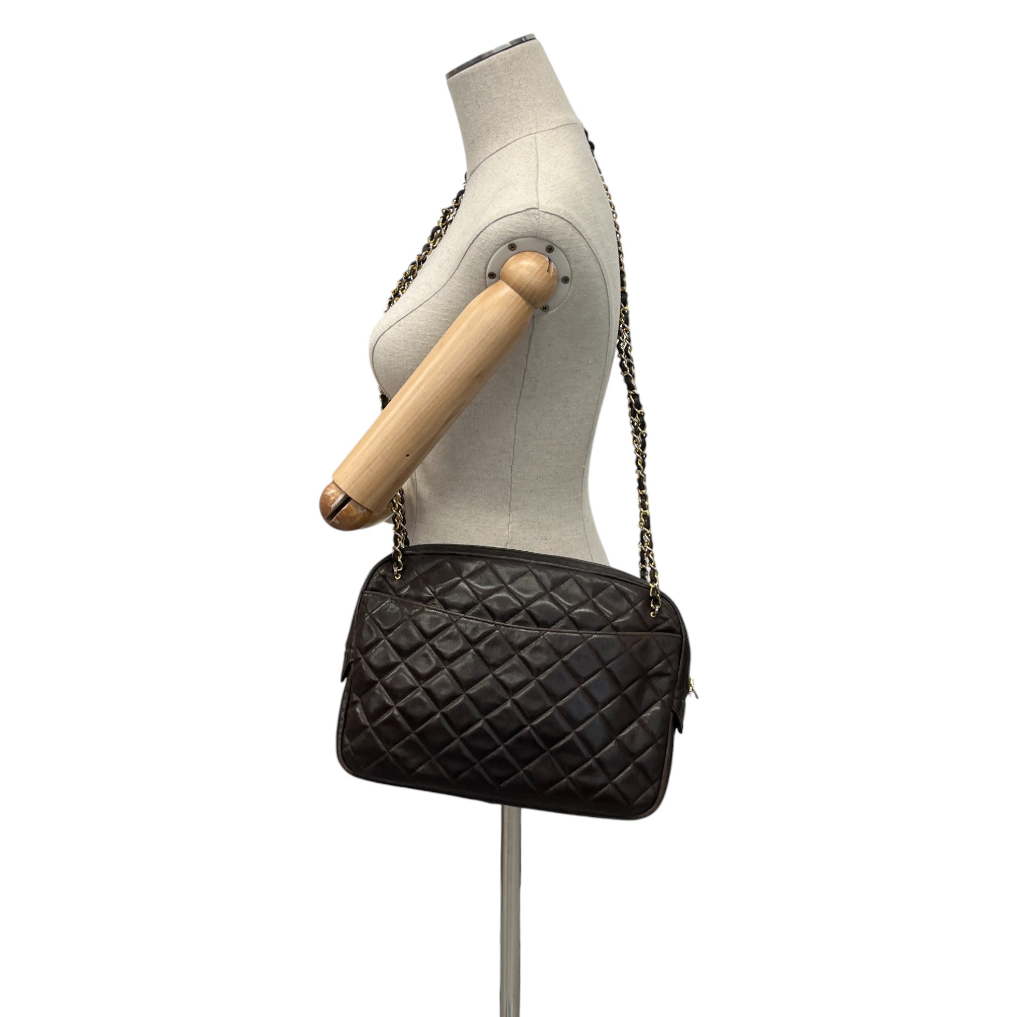 Women's Vintage Quilted Camera Bag Brown