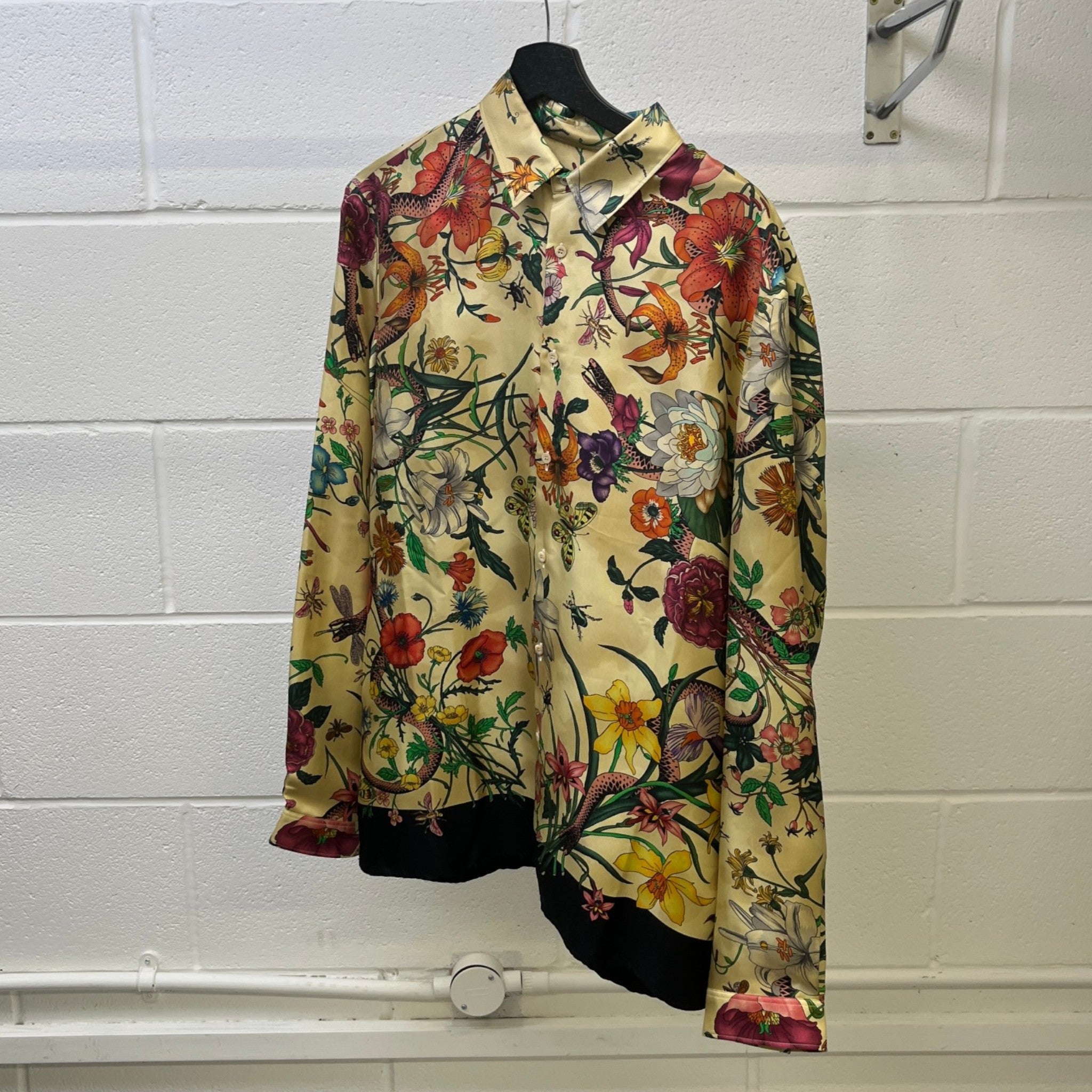 Men's Snake Flora Long Sleeve Shirt Beige Size L