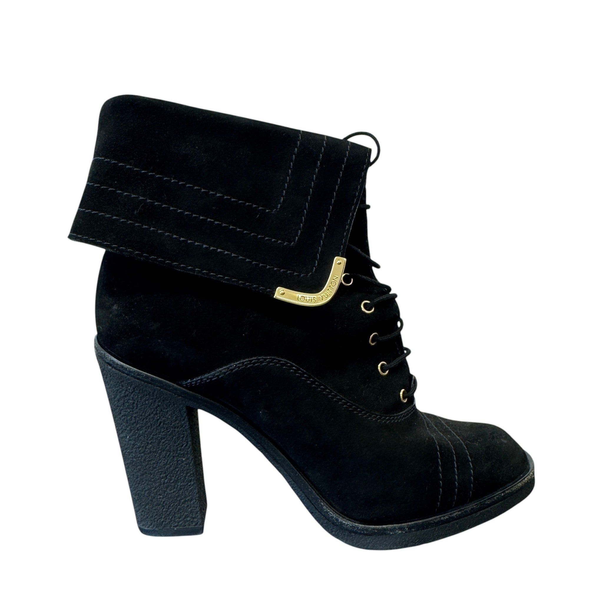 Women's Lace-Up Block Heels Black Size EU 38.5 / UK 5.5