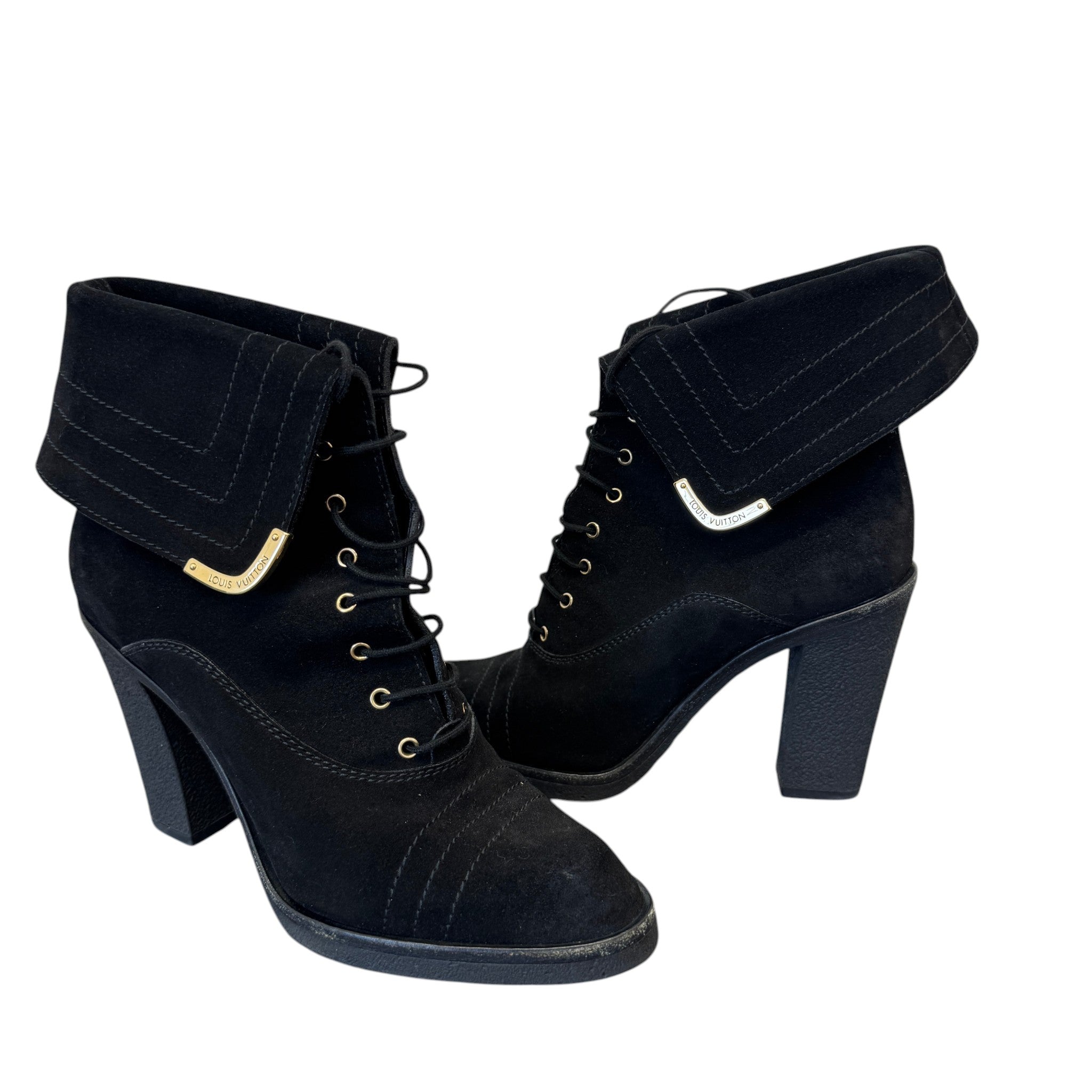 Women's Lace-Up Block Heels Black Size EU 38.5 / UK 5.5