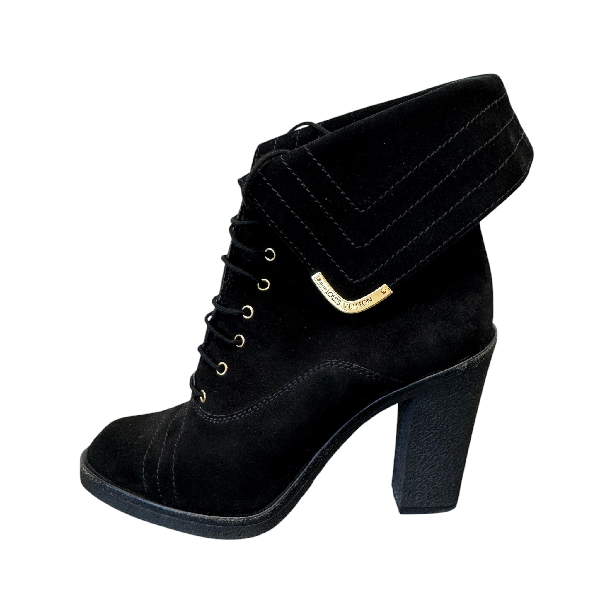 Women's Lace-Up Block Heels Black Size EU 38.5 / UK 5.5