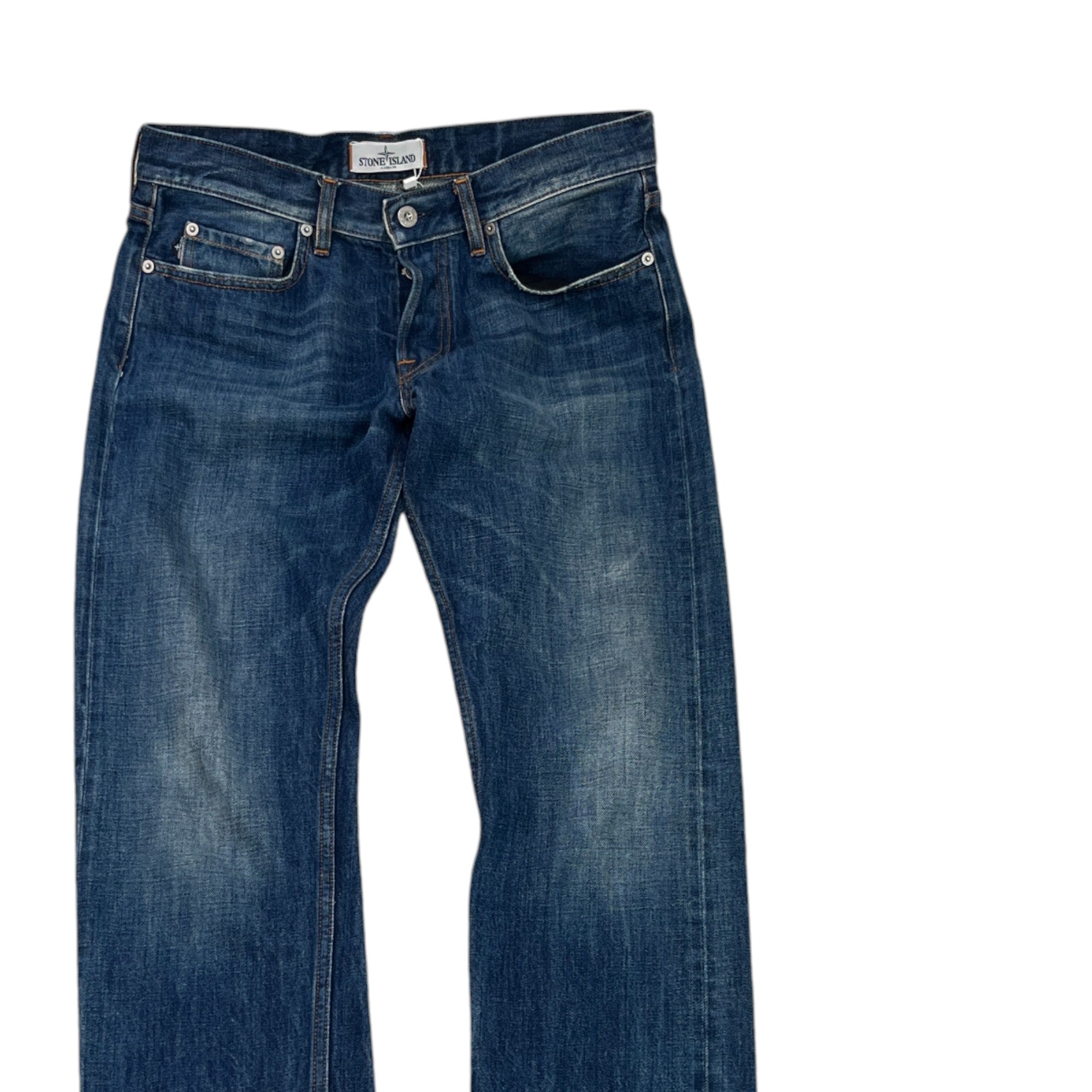 Men's Applique Logo Jeans Blue Size Waist 30"