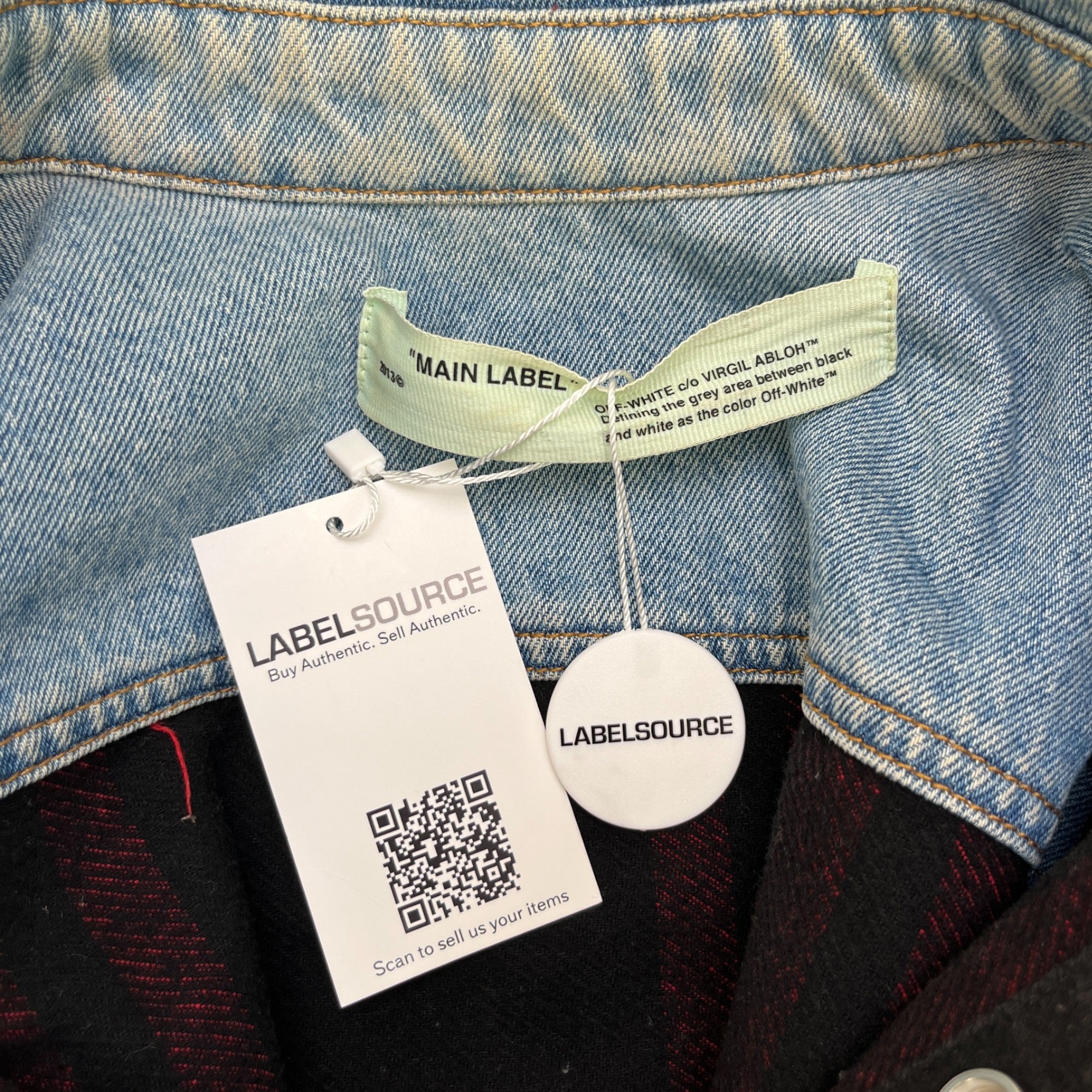 Men's Logo Print Checked OverShirt Blue Size M