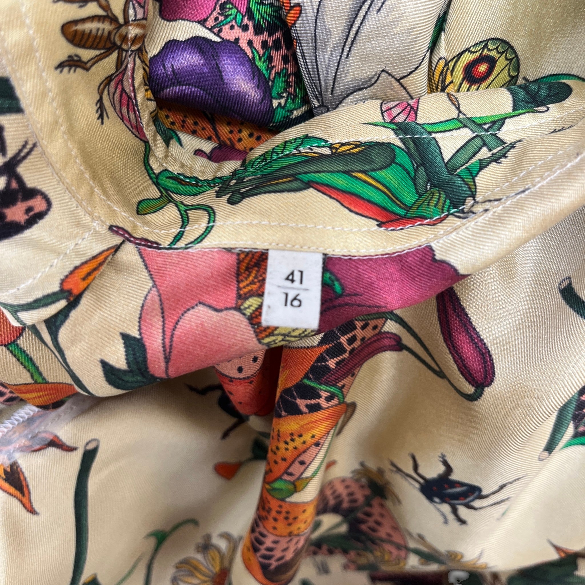 Men's Snake Flora Long Sleeve Shirt Beige Size L