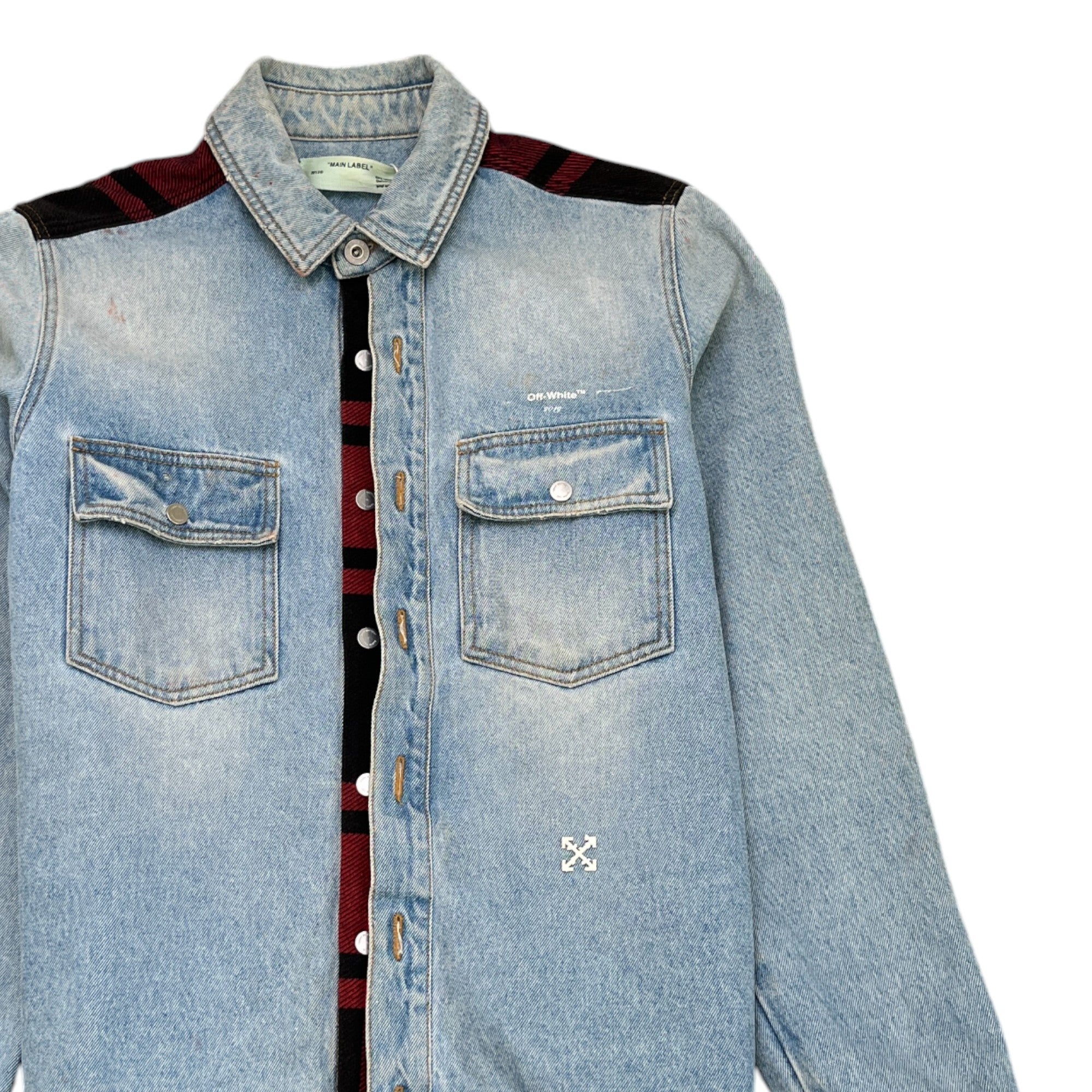 Men's Logo Print Checked OverShirt Blue Size M