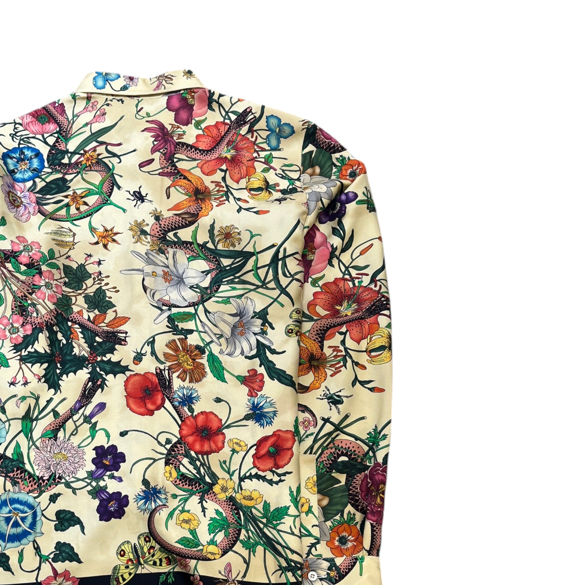 Men's Snake Flora Long Sleeve Shirt Beige Size L
