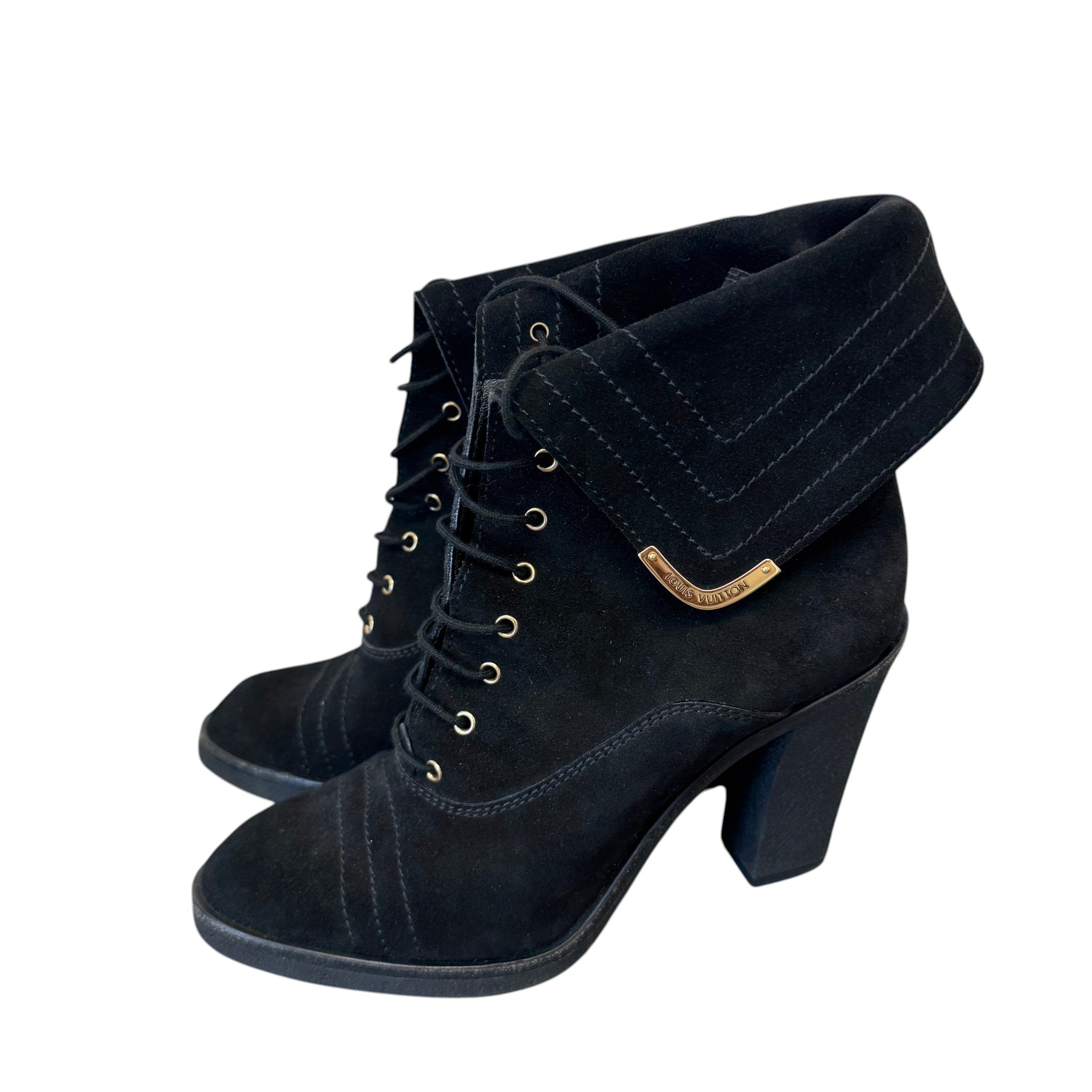 Women's Lace-Up Block Heels Black Size EU 38.5 / UK 5.5