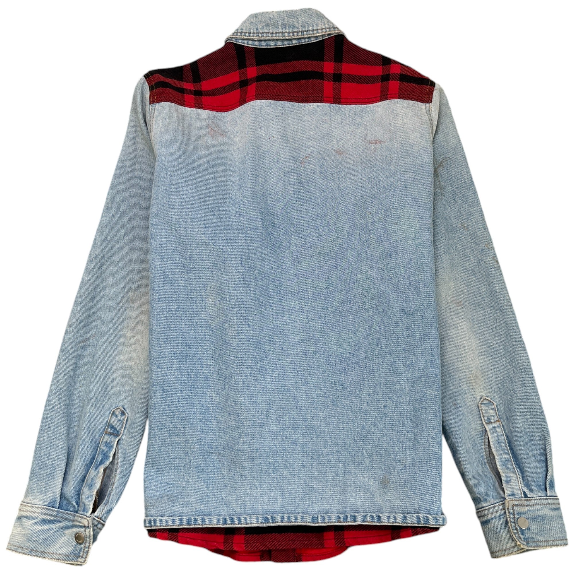 Men's Logo Print Checked OverShirt Blue Size M