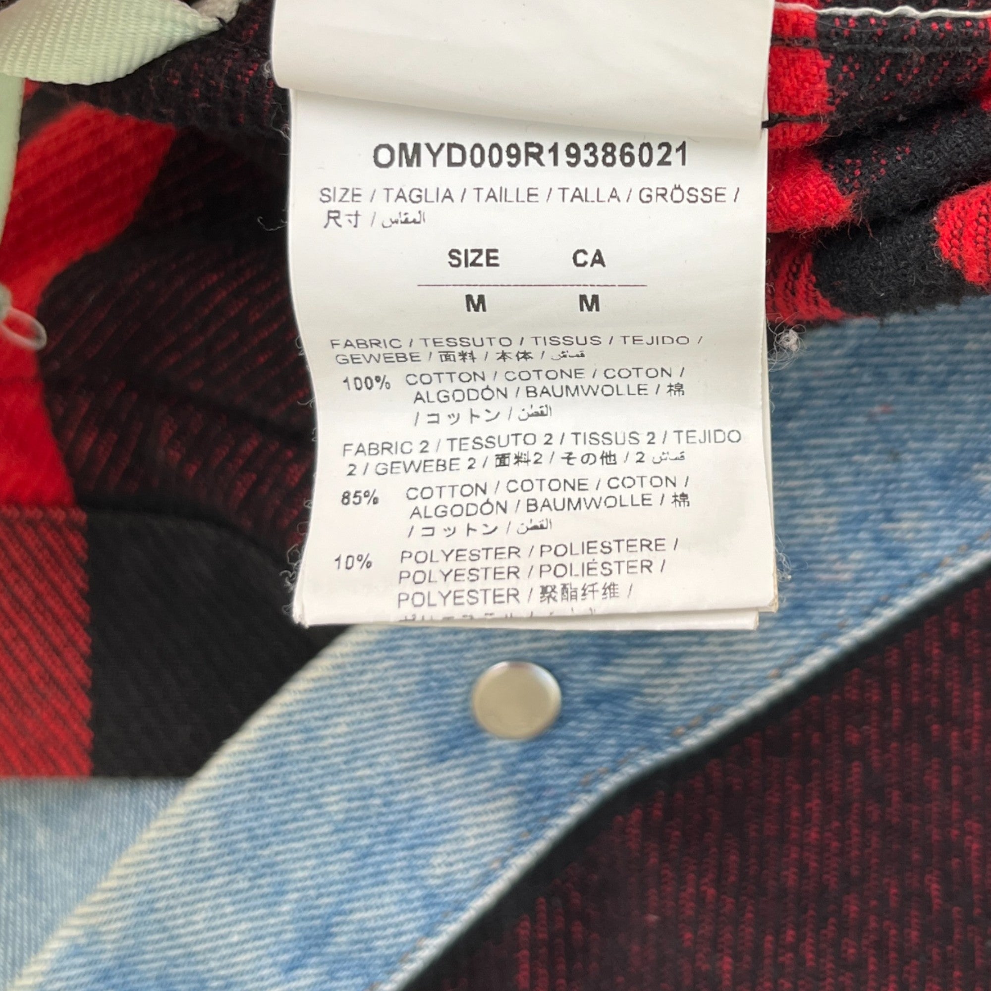 Men's Logo Print Checked OverShirt Blue Size M