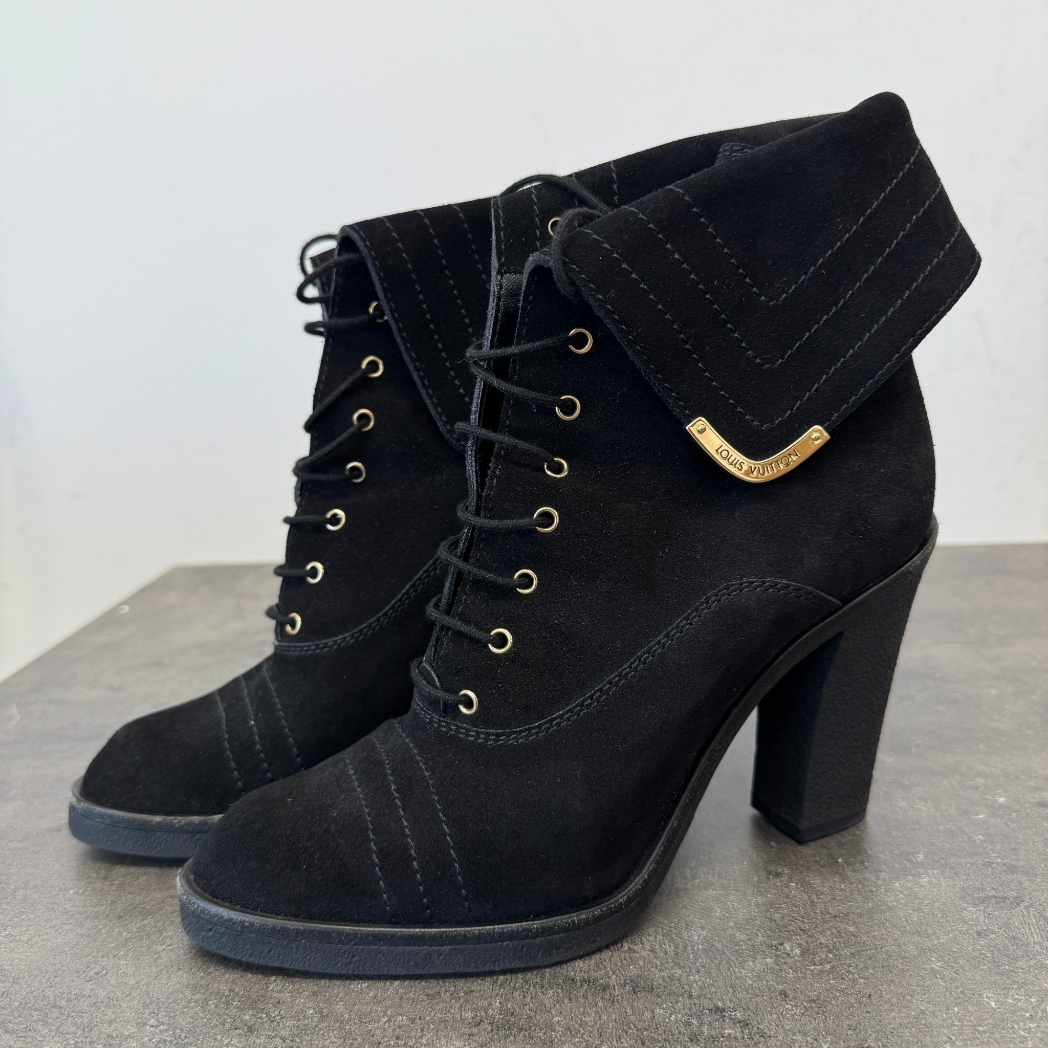 Women's Lace-Up Block Heels Black Size EU 38.5 / UK 5.5