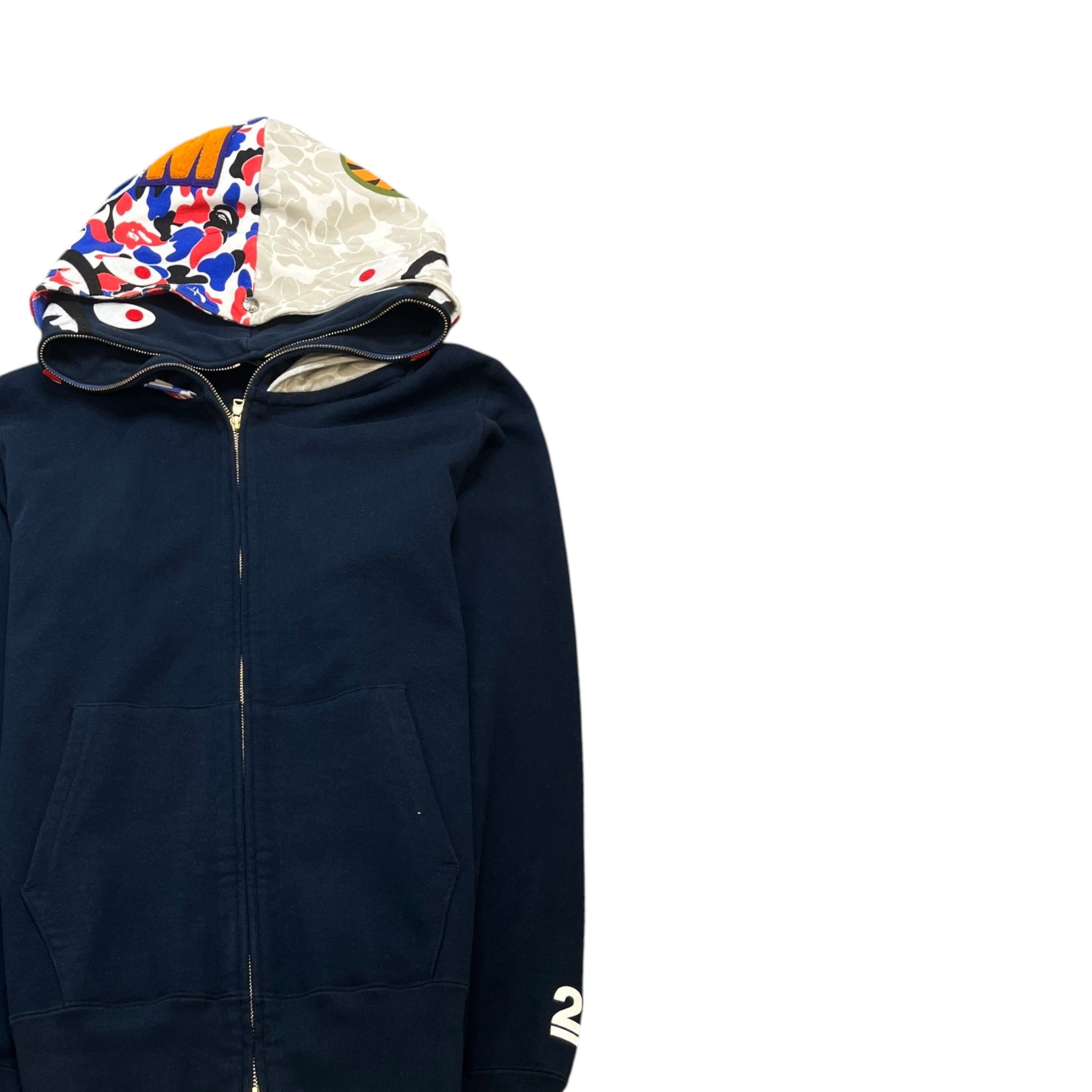 Men's Shark Full Zip Hoodie Navy Size L