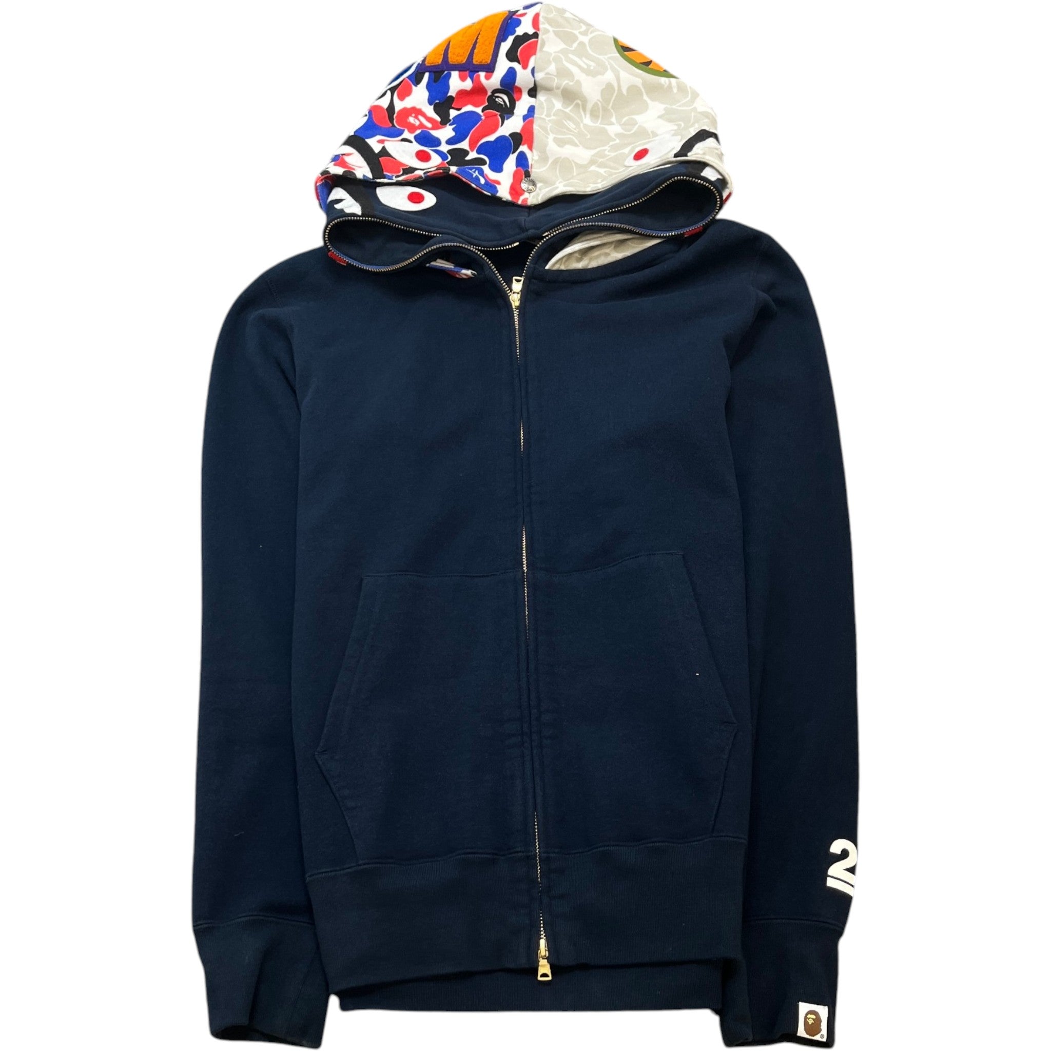 Men's Shark Full Zip Hoodie Navy Size L