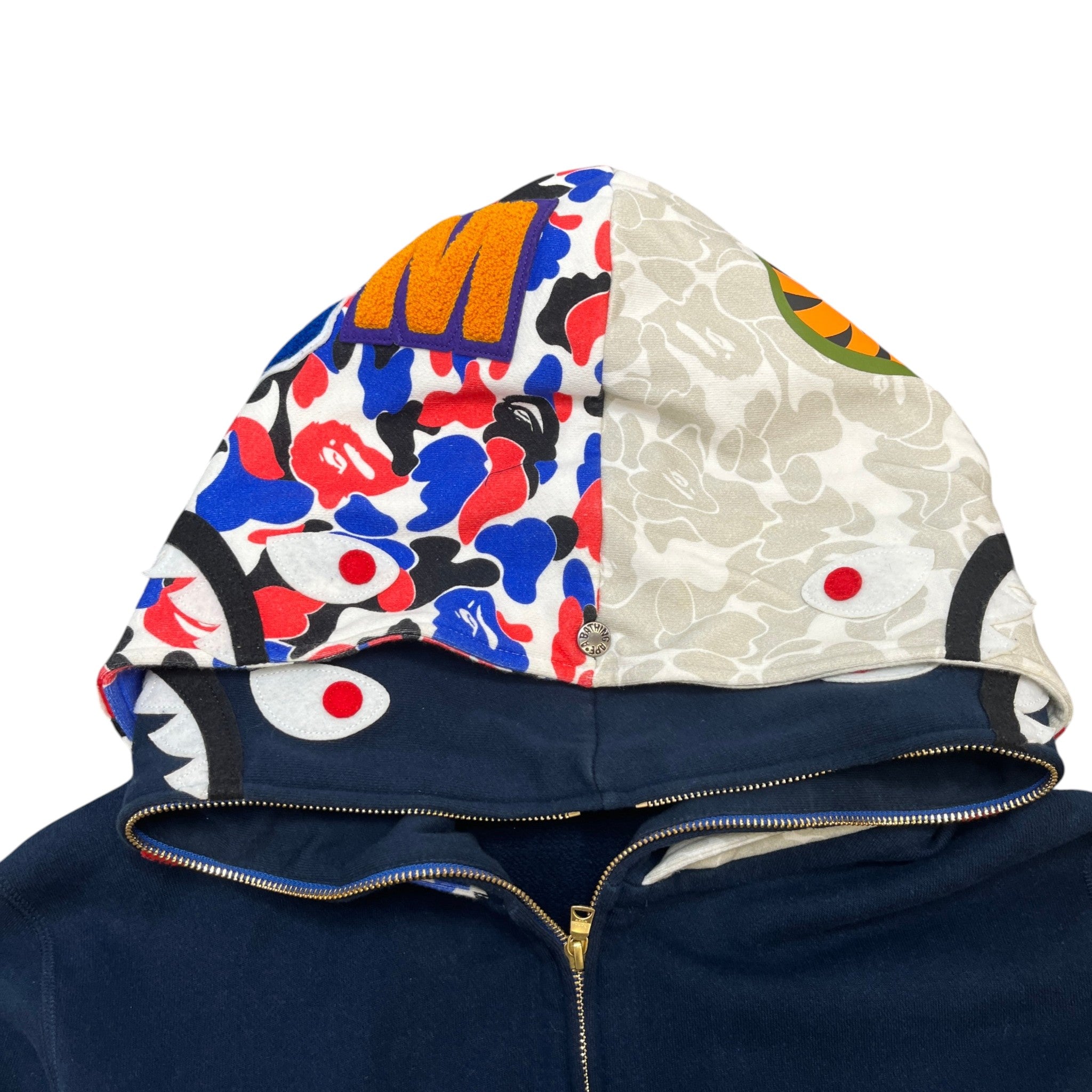 Men's Shark Full Zip Hoodie Navy Size L