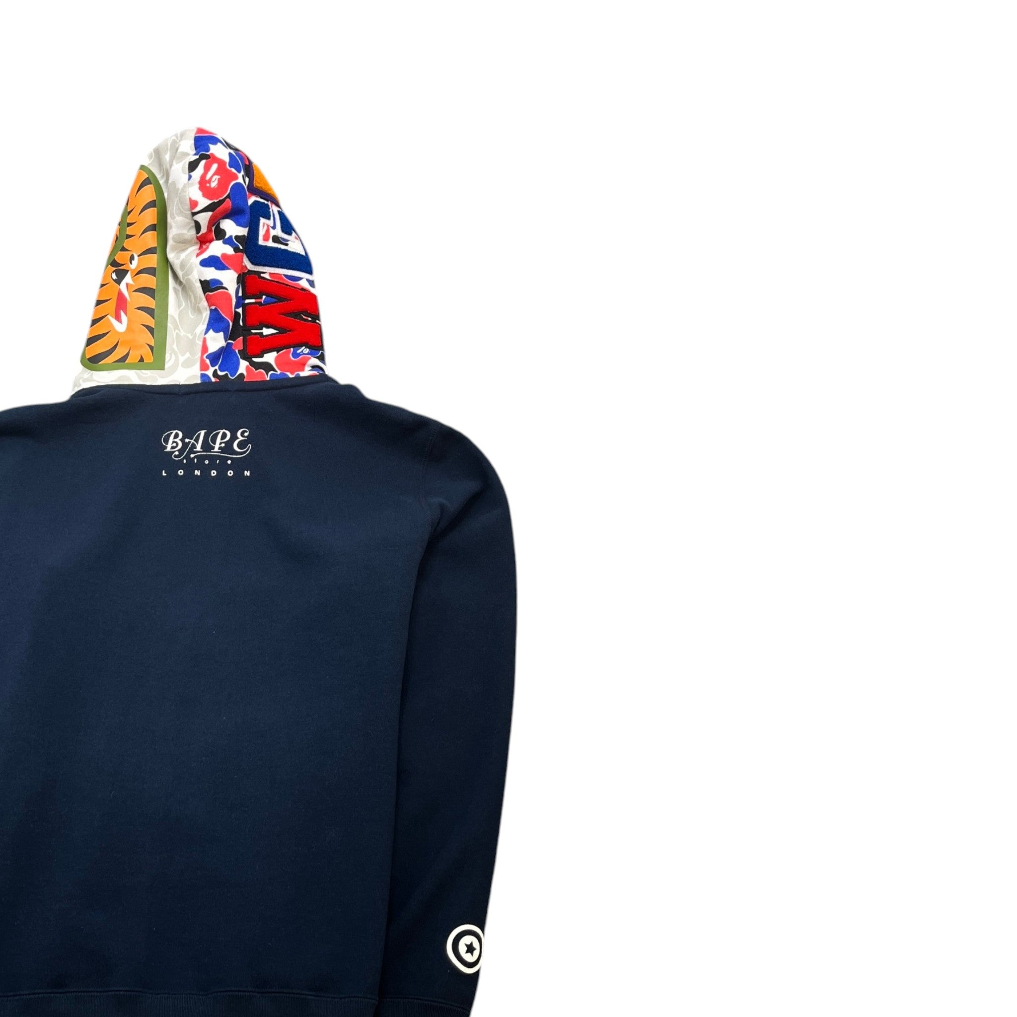 Men's Shark Full Zip Hoodie Navy Size L