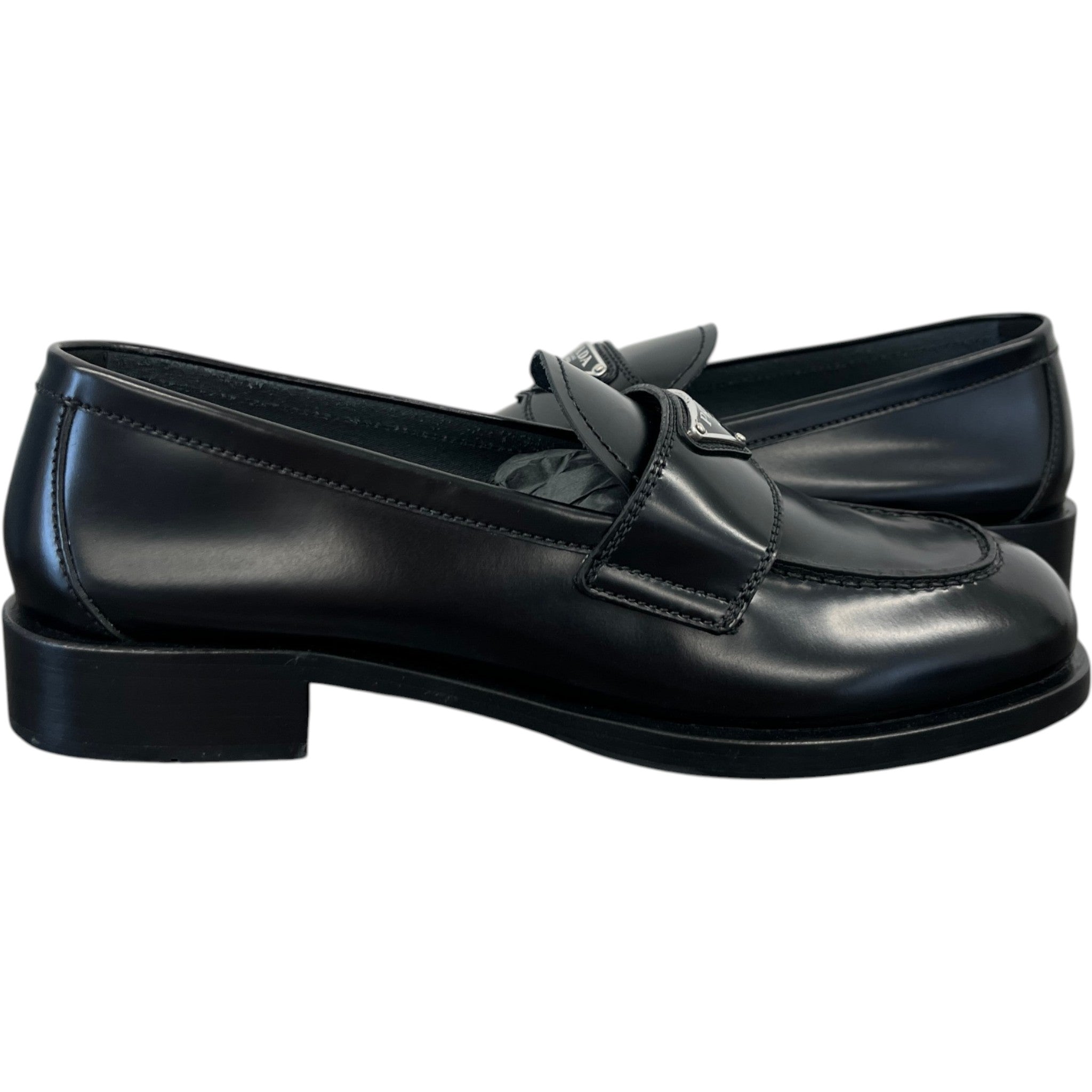 Women's Plaque Logo Loafers Black Size EU 40 / UK 7