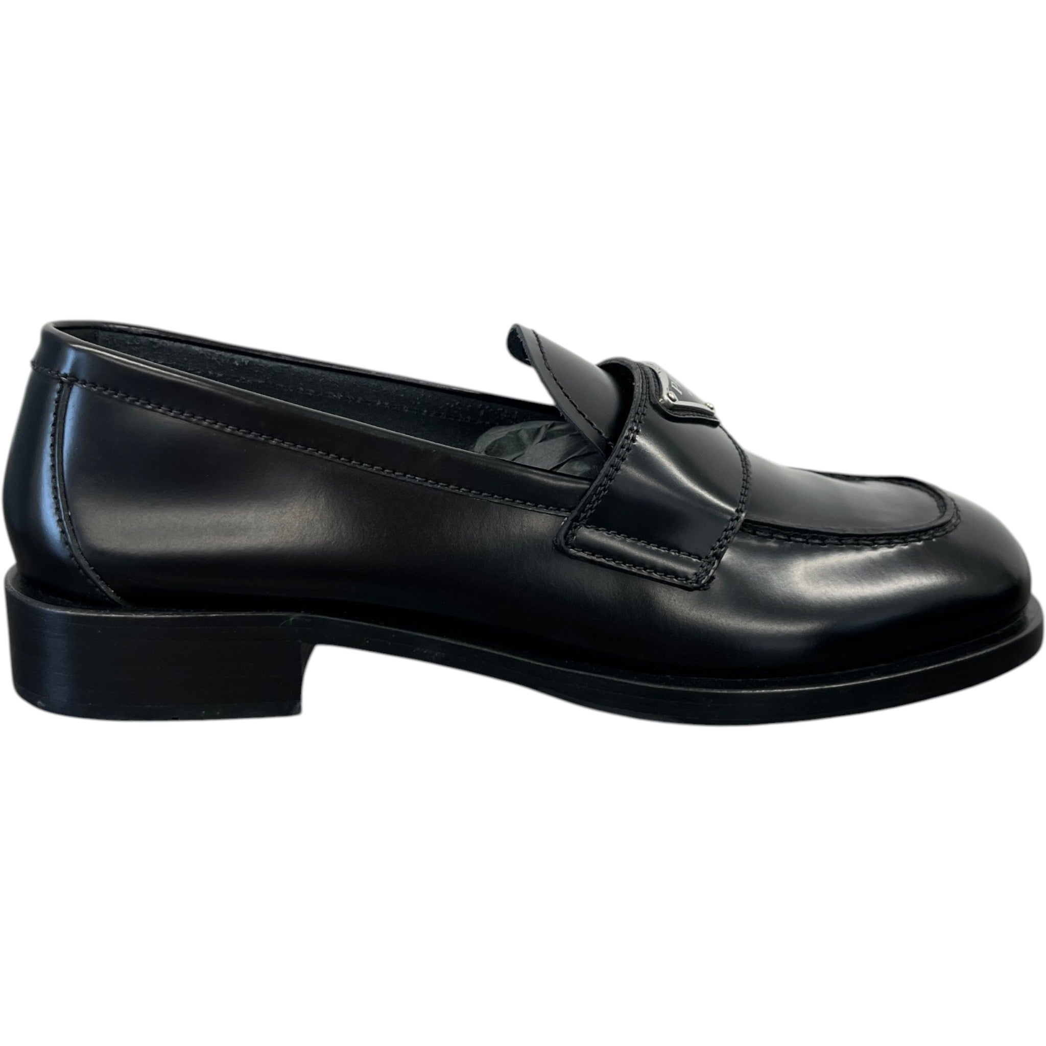 Women's Plaque Logo Loafers Black Size EU 40 / UK 7