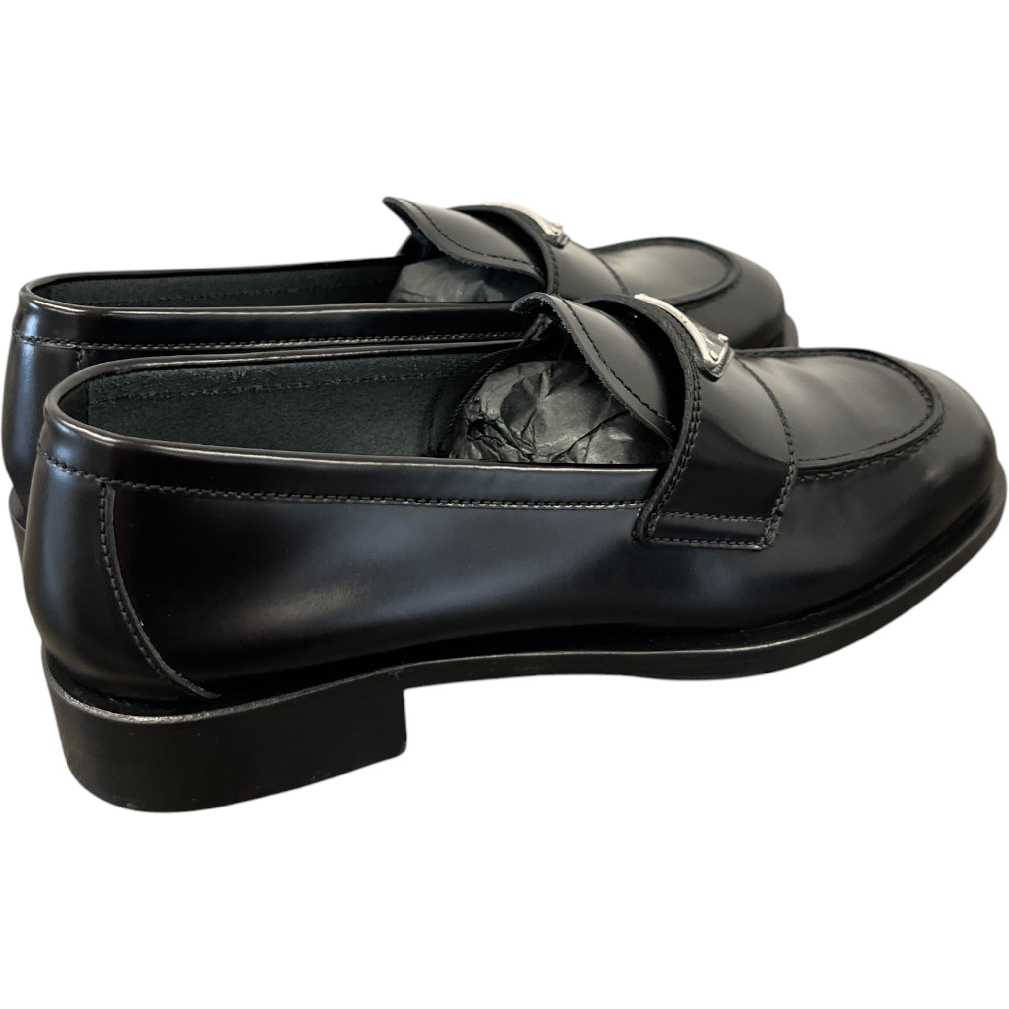 Women's Plaque Logo Loafers Black Size EU 40 / UK 7