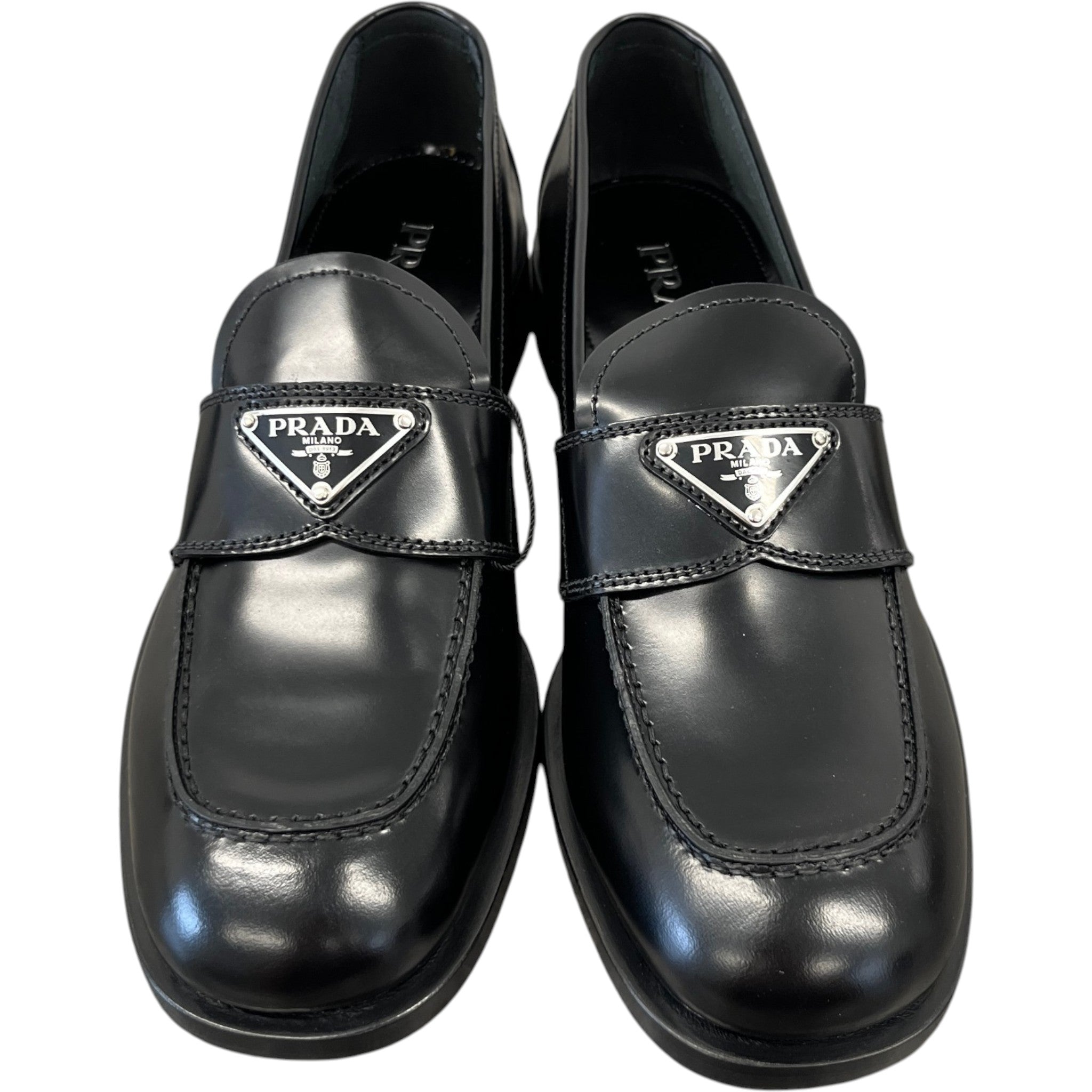 Women's Plaque Logo Loafers Black Size EU 40 / UK 7