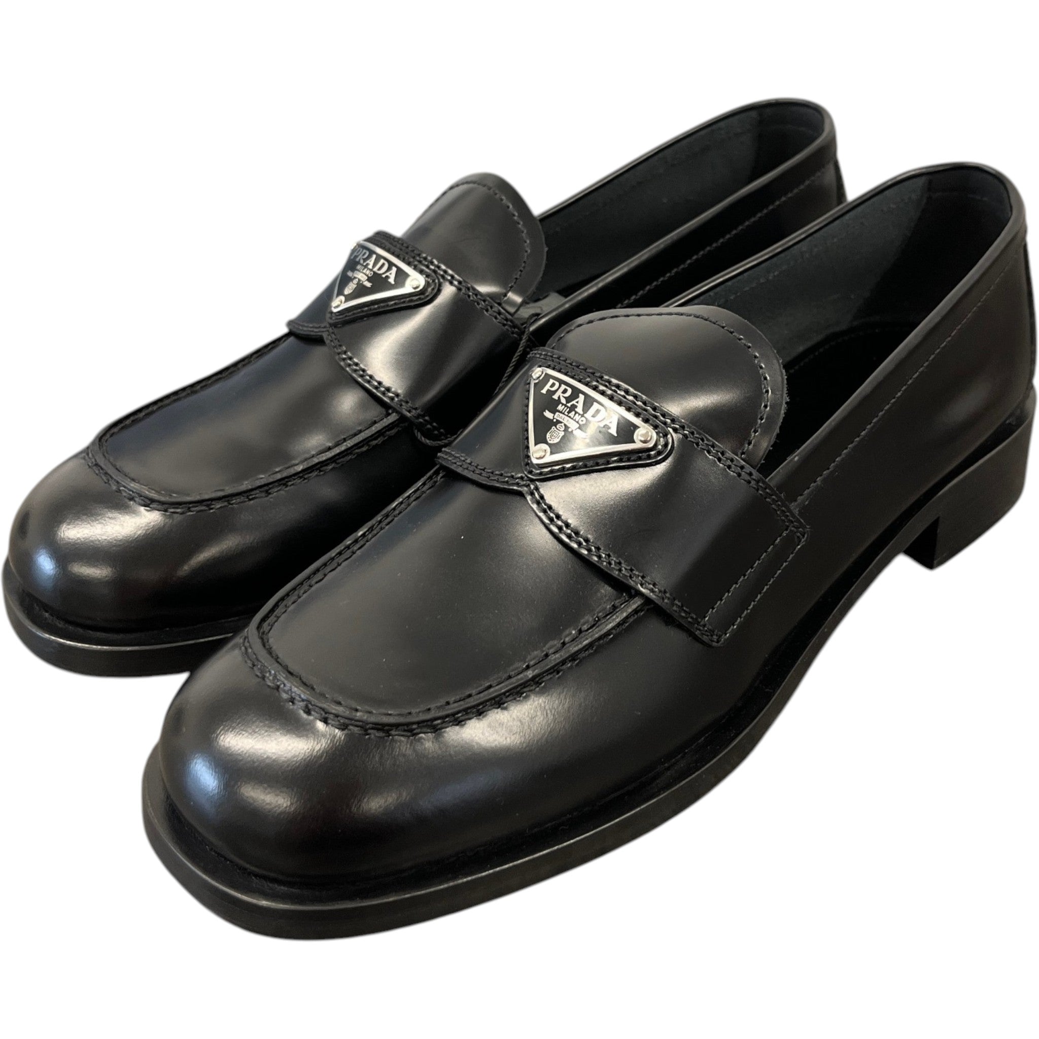 Women's Plaque Logo Loafers Black Size EU 40 / UK 7