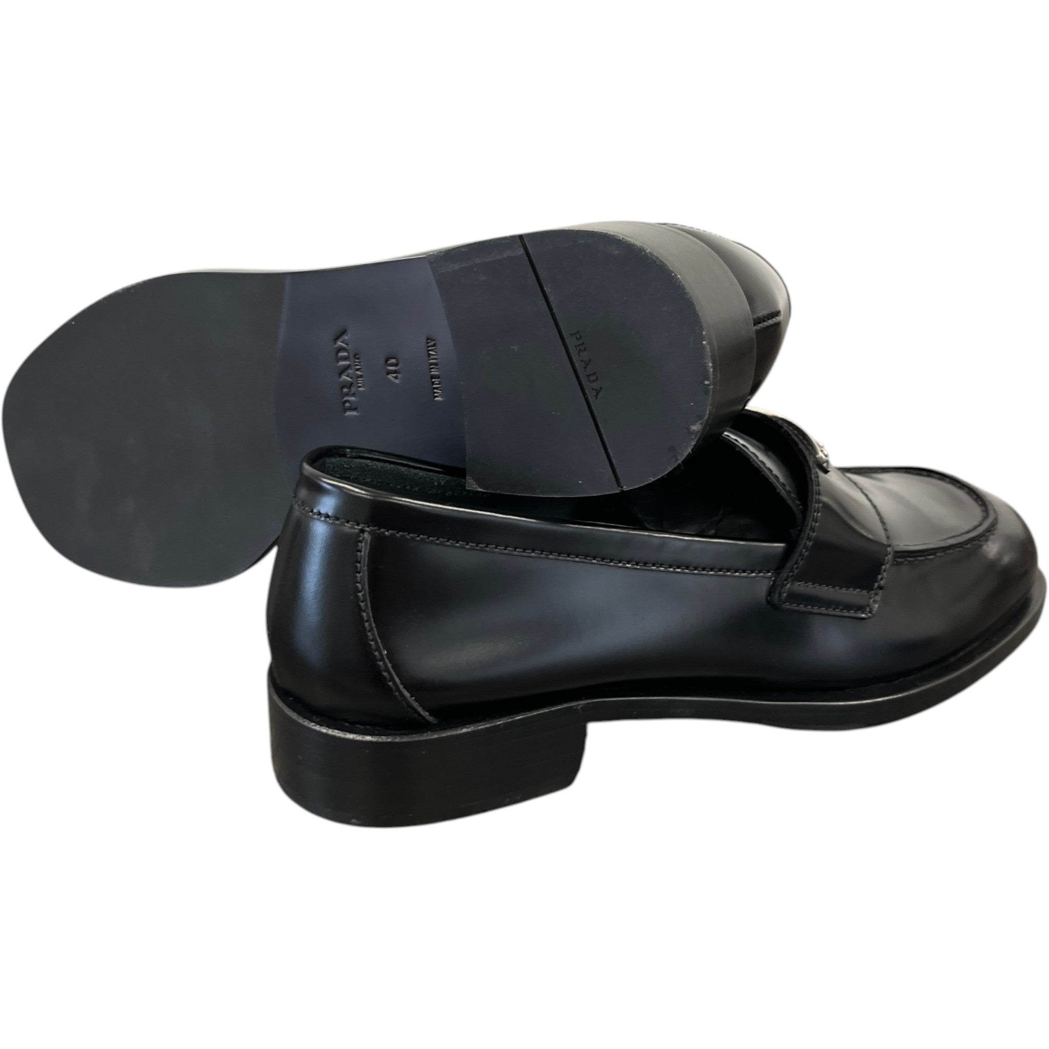 Women's Plaque Logo Loafers Black Size EU 40 / UK 7