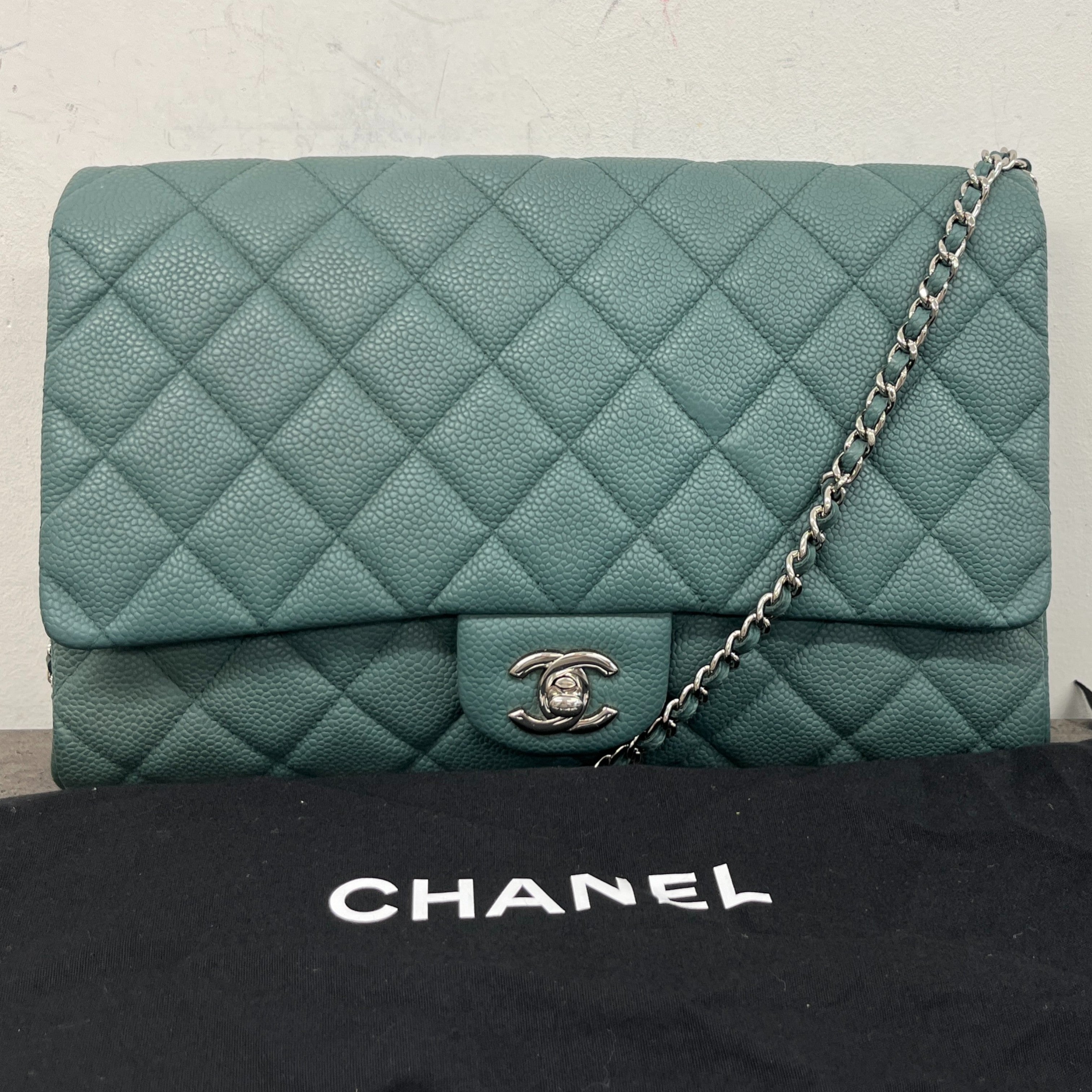 Women's Clutch With Chain Caviar Handbag Green