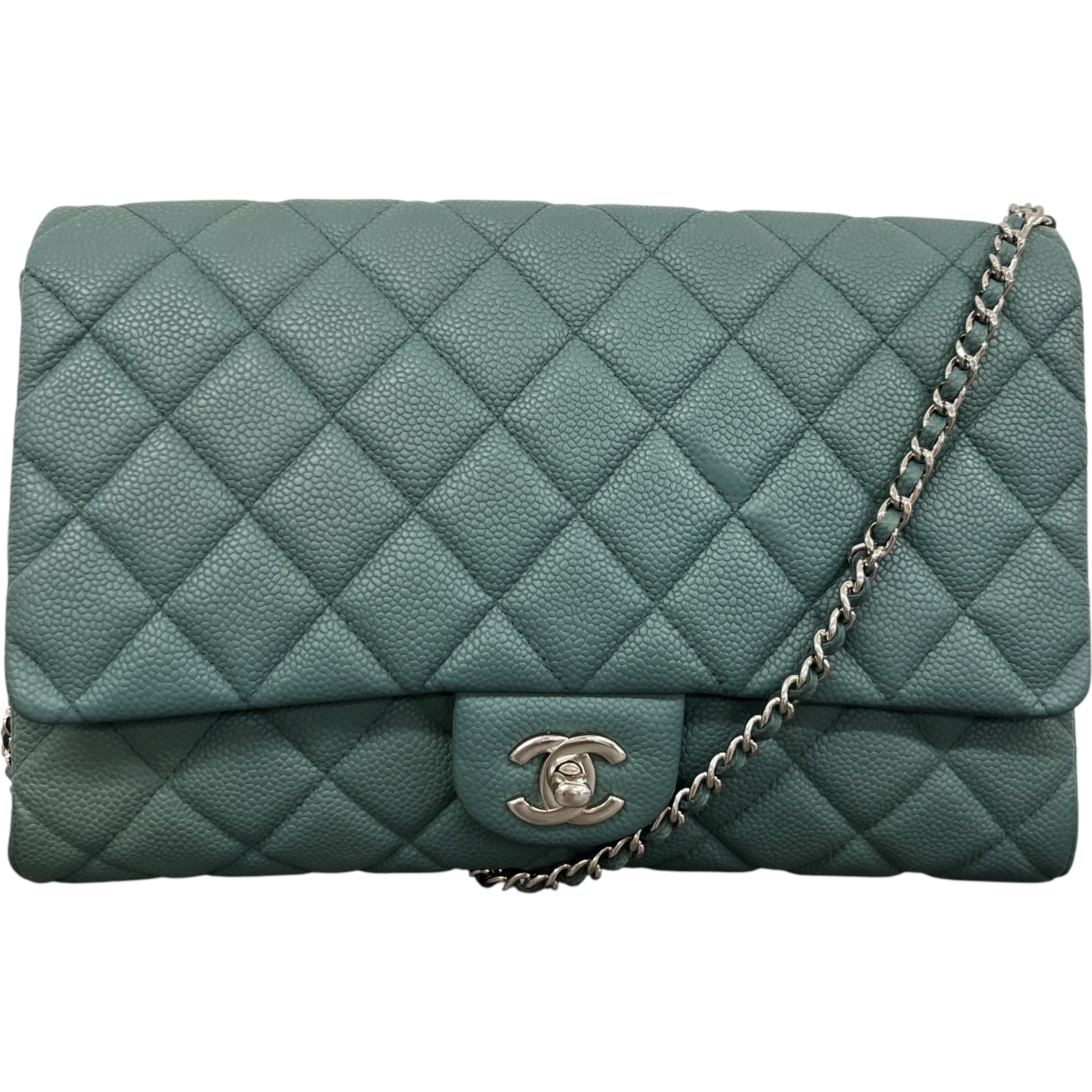 Women's Clutch With Chain Caviar Handbag Green