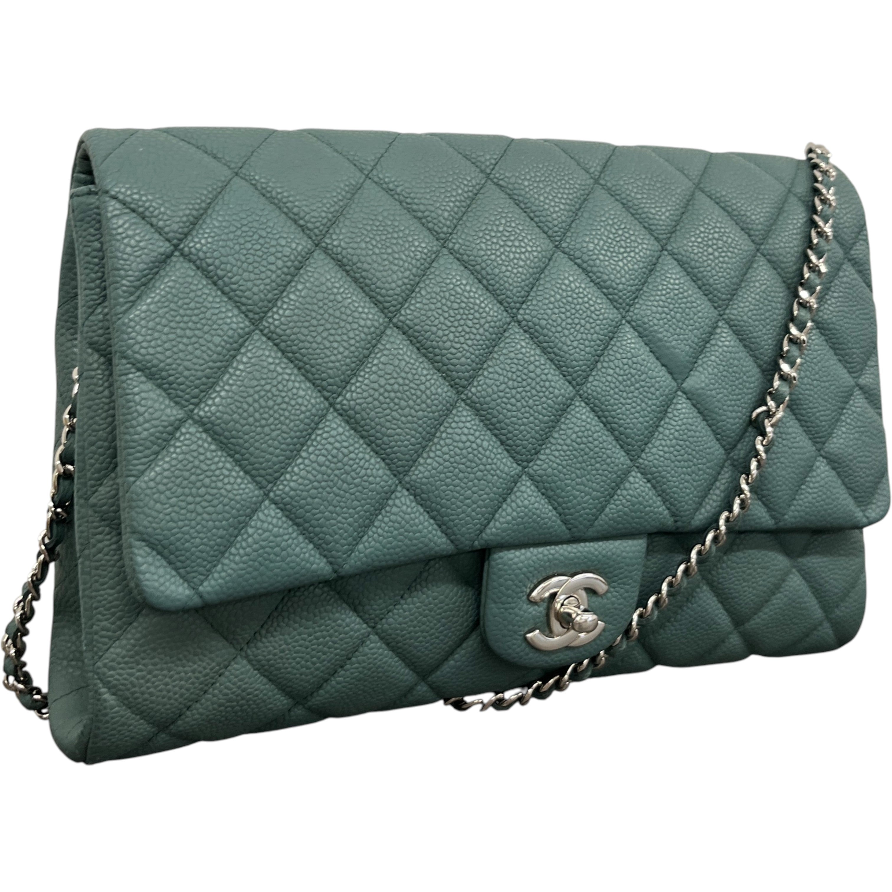 Women's Clutch With Chain Caviar Handbag Green