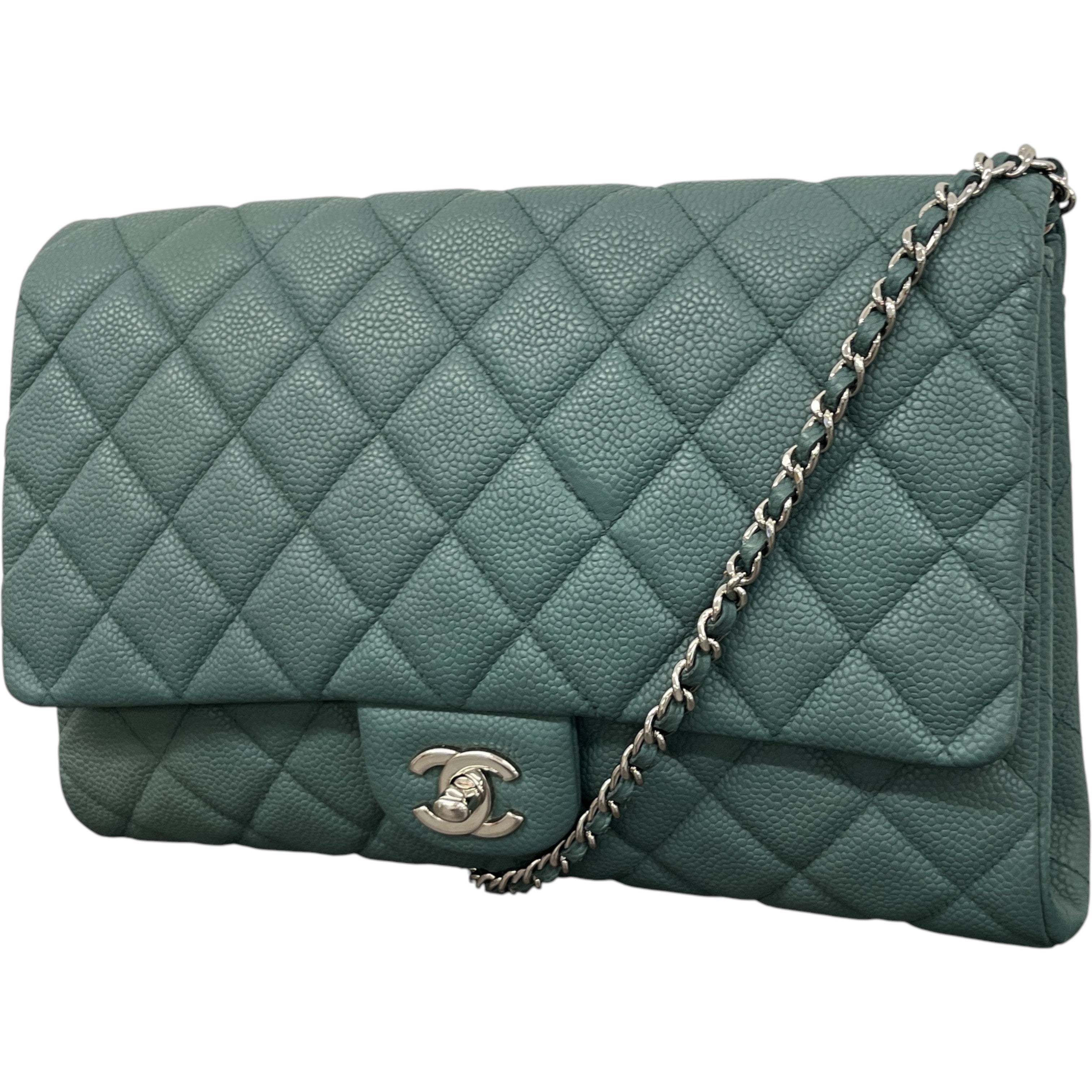 Women's Clutch With Chain Caviar Handbag Green