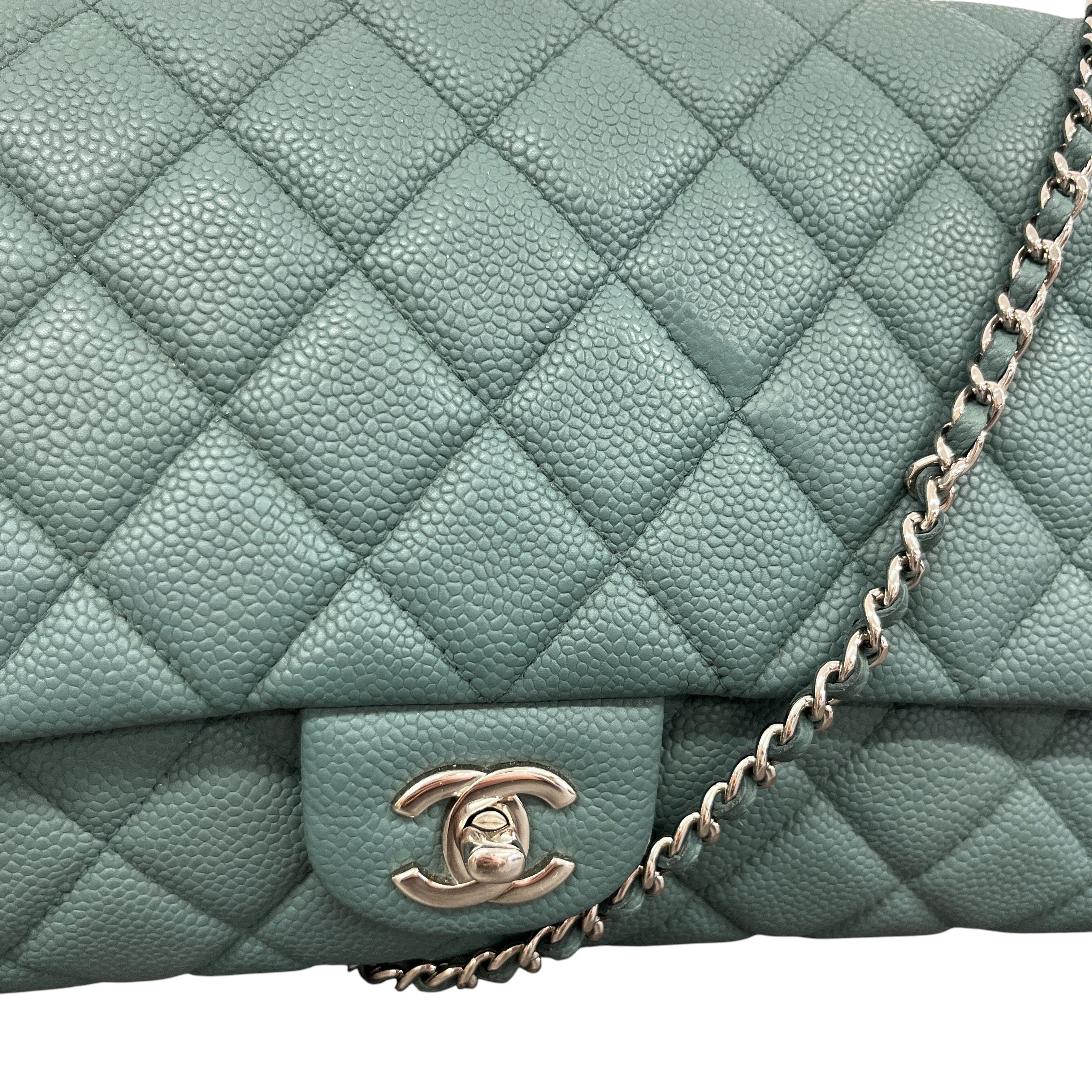 Women's Clutch With Chain Caviar Handbag Green